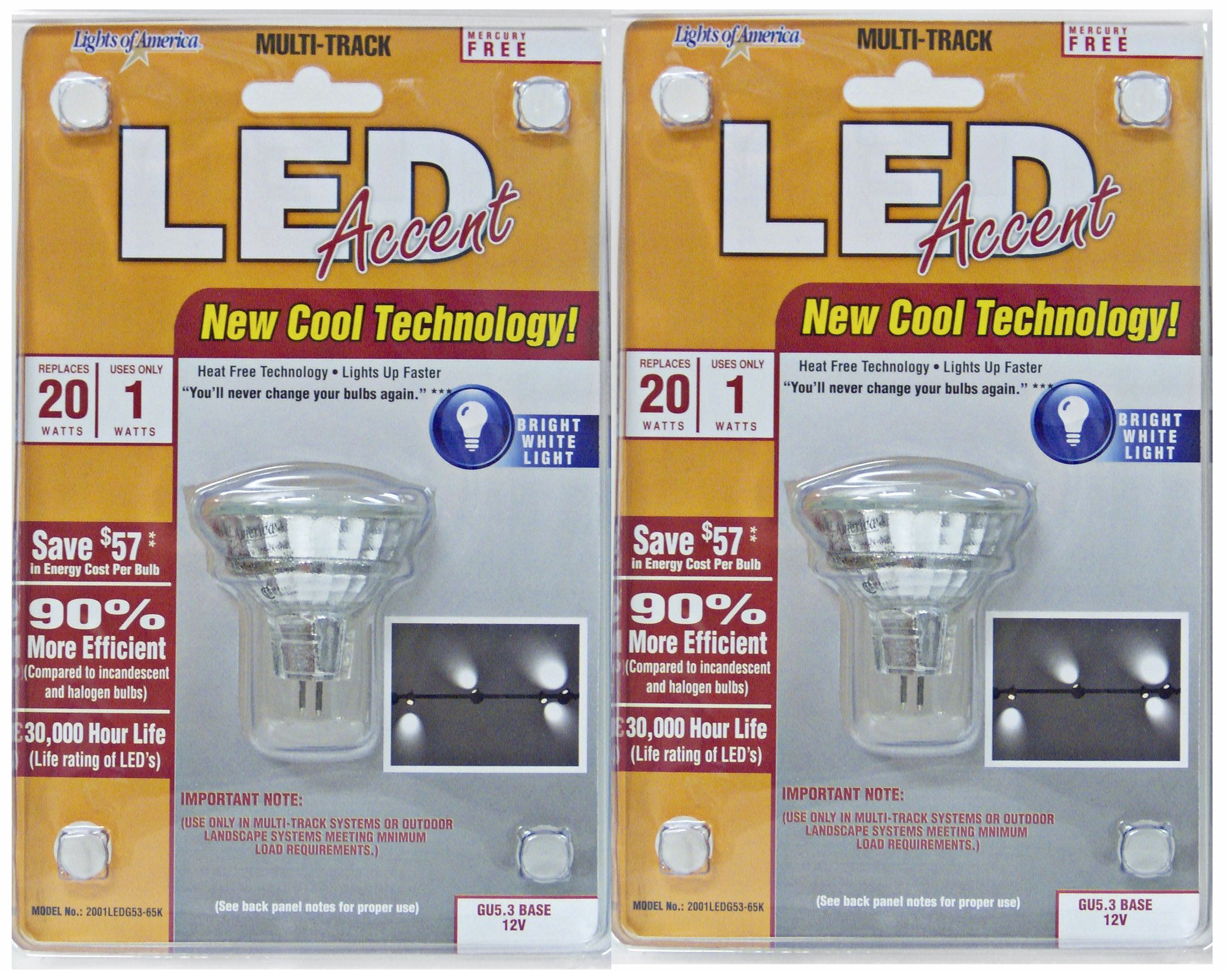 2-Pack 1 Watt MR16 GU5.3 Base Indoor LED Light Bulbs