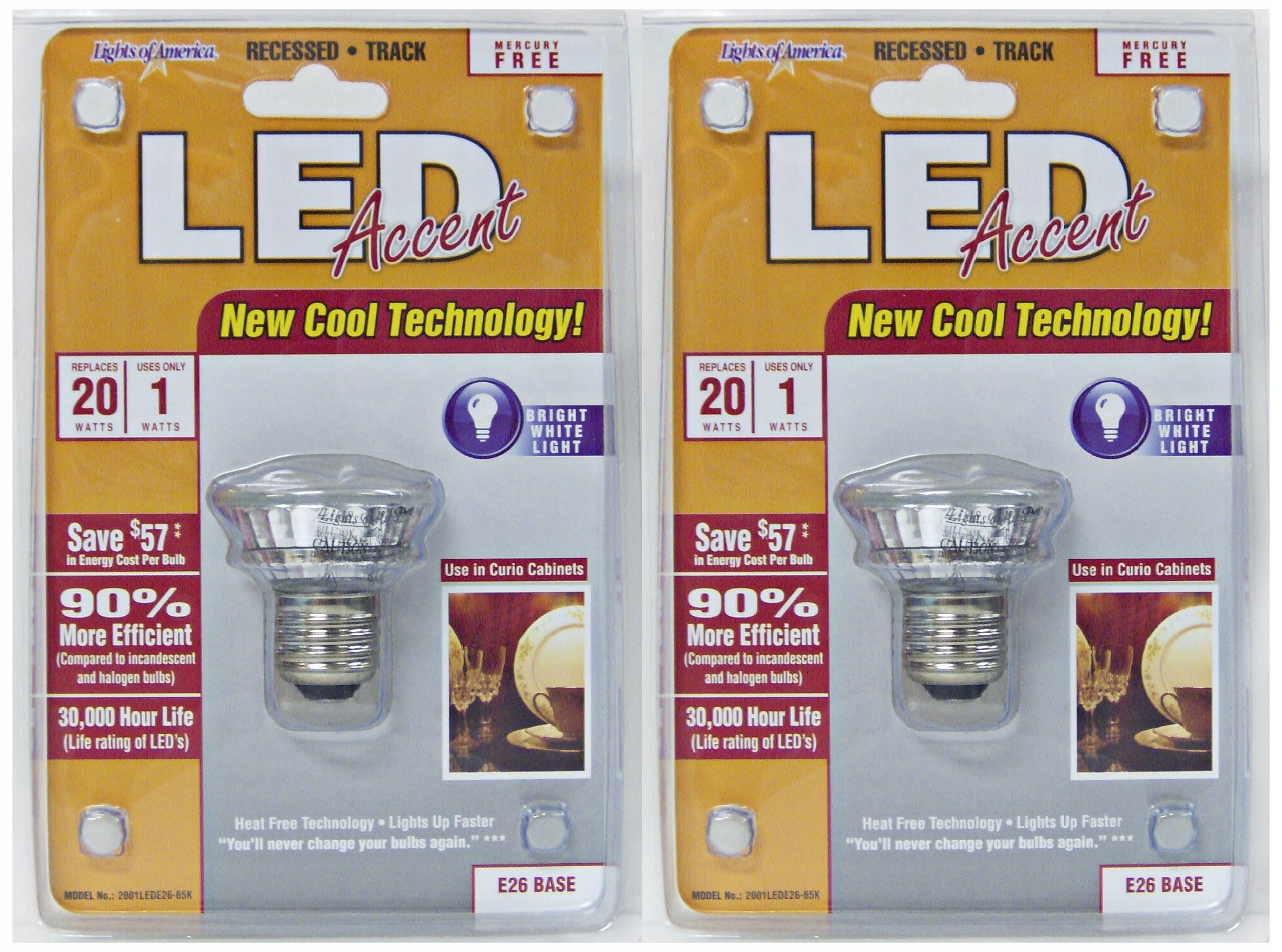 2 Pack 1 Watt MR16 LED Light Bulbs