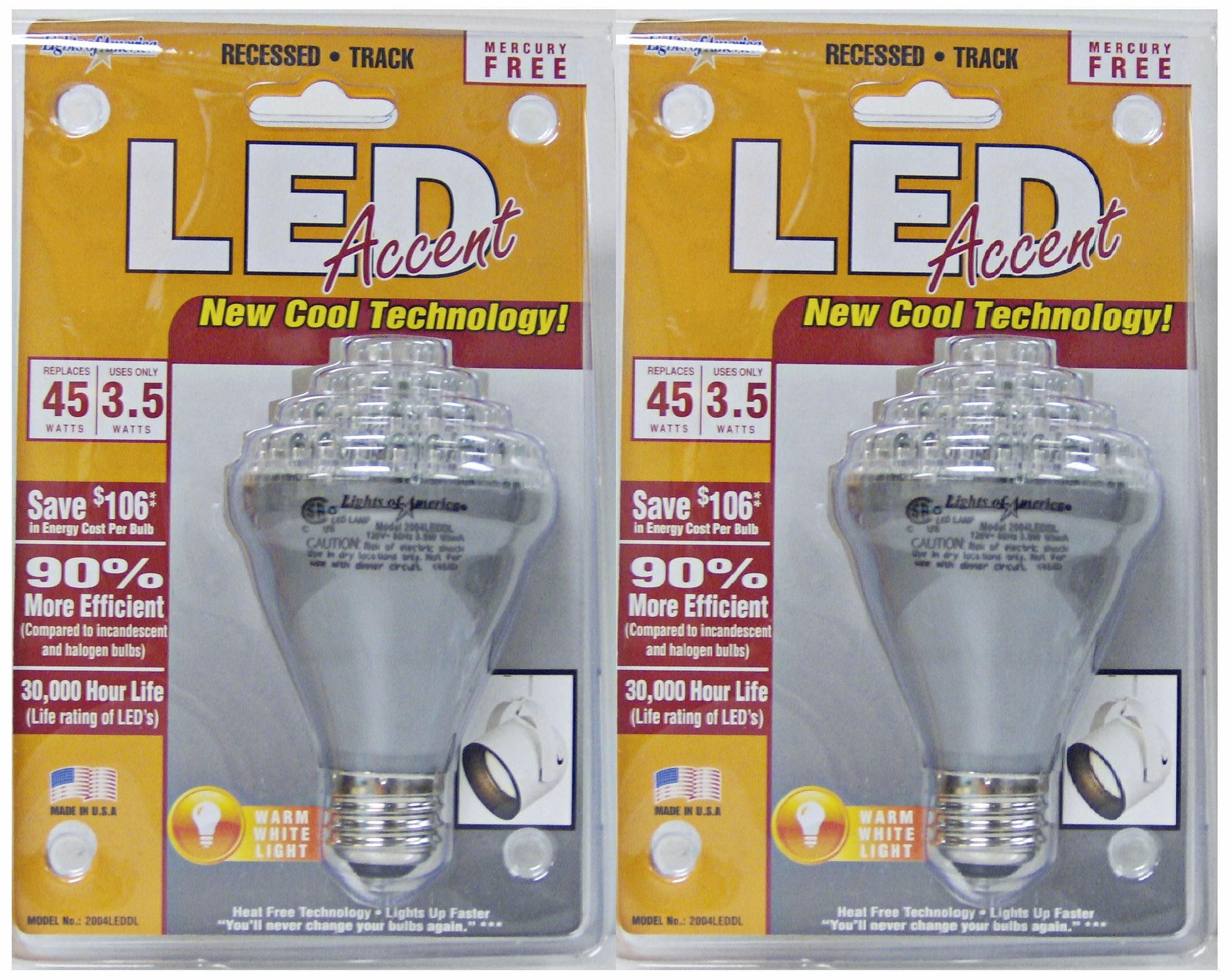 2 Pack 3.5 Watt LED Recessed and Track Light Bulbs
