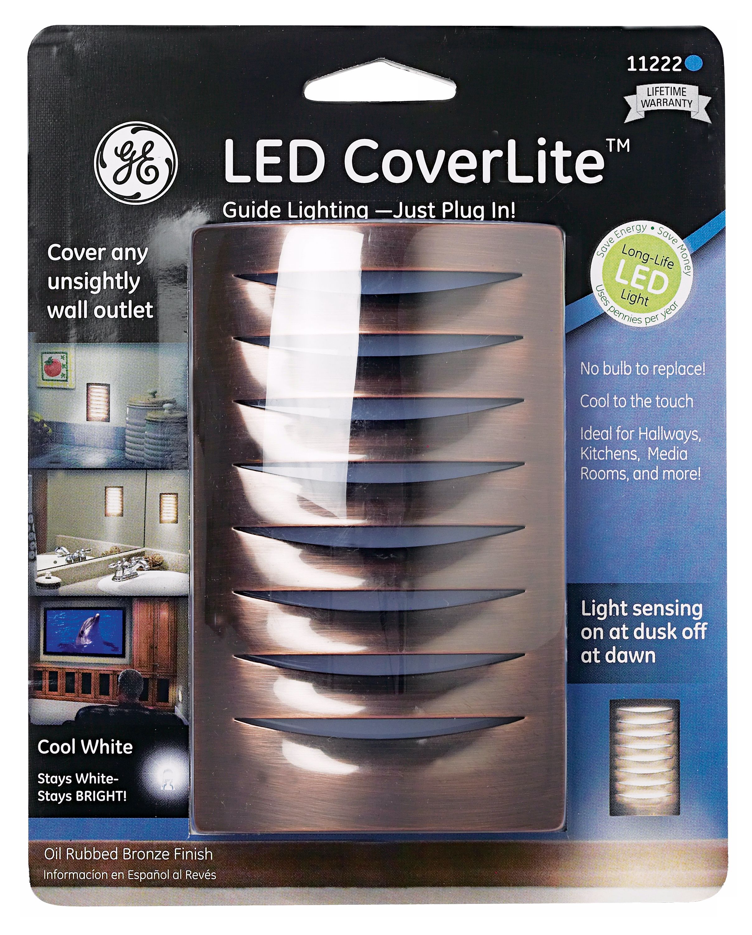 LED CoverLite Rubbed Bronze Finish Outlet Cover Night Light