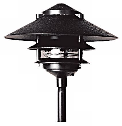 Three Tiered Black Outdoor Landscape Pagoda Light
