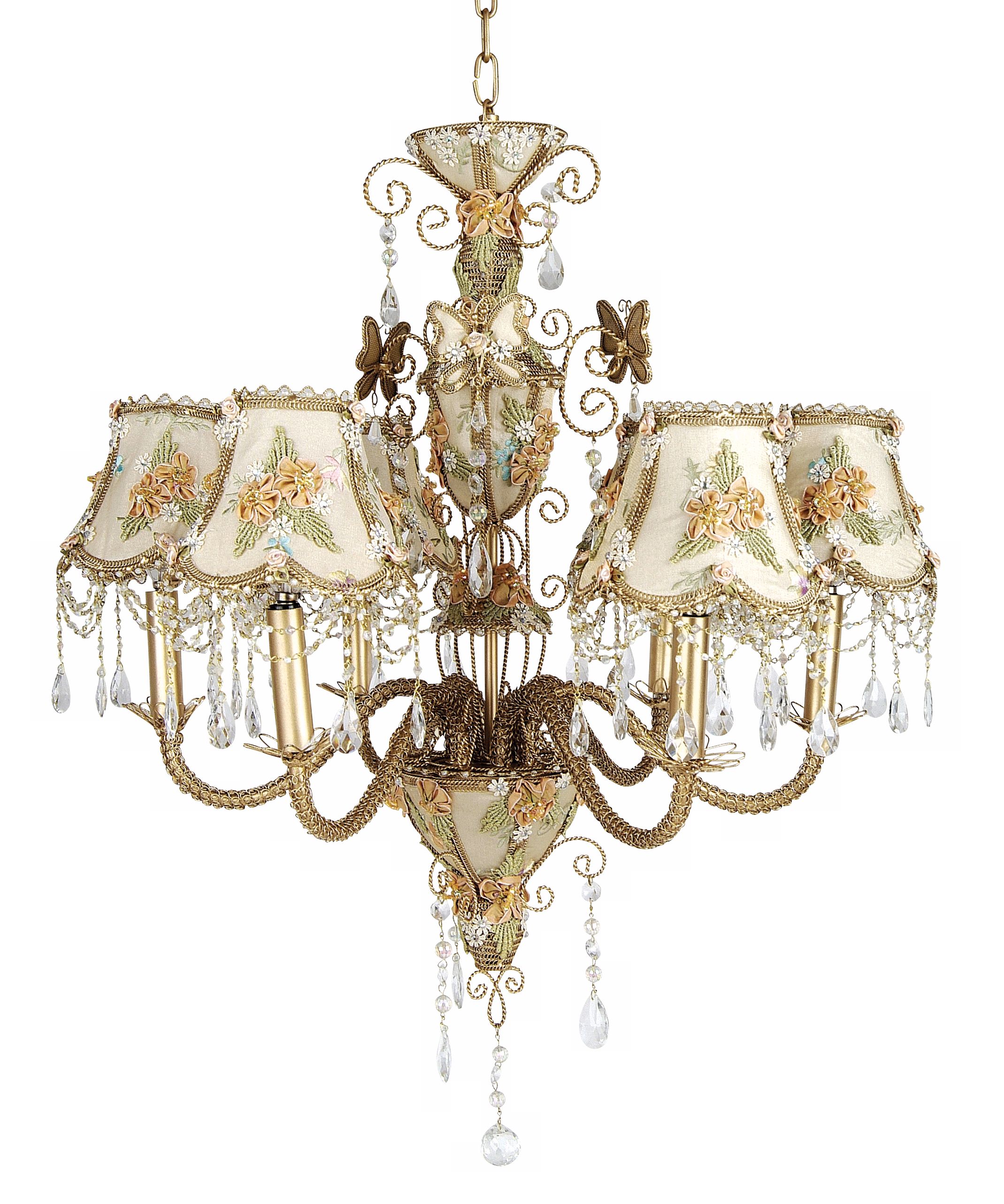 Beige Victorian Splendor Six Light Chandelier