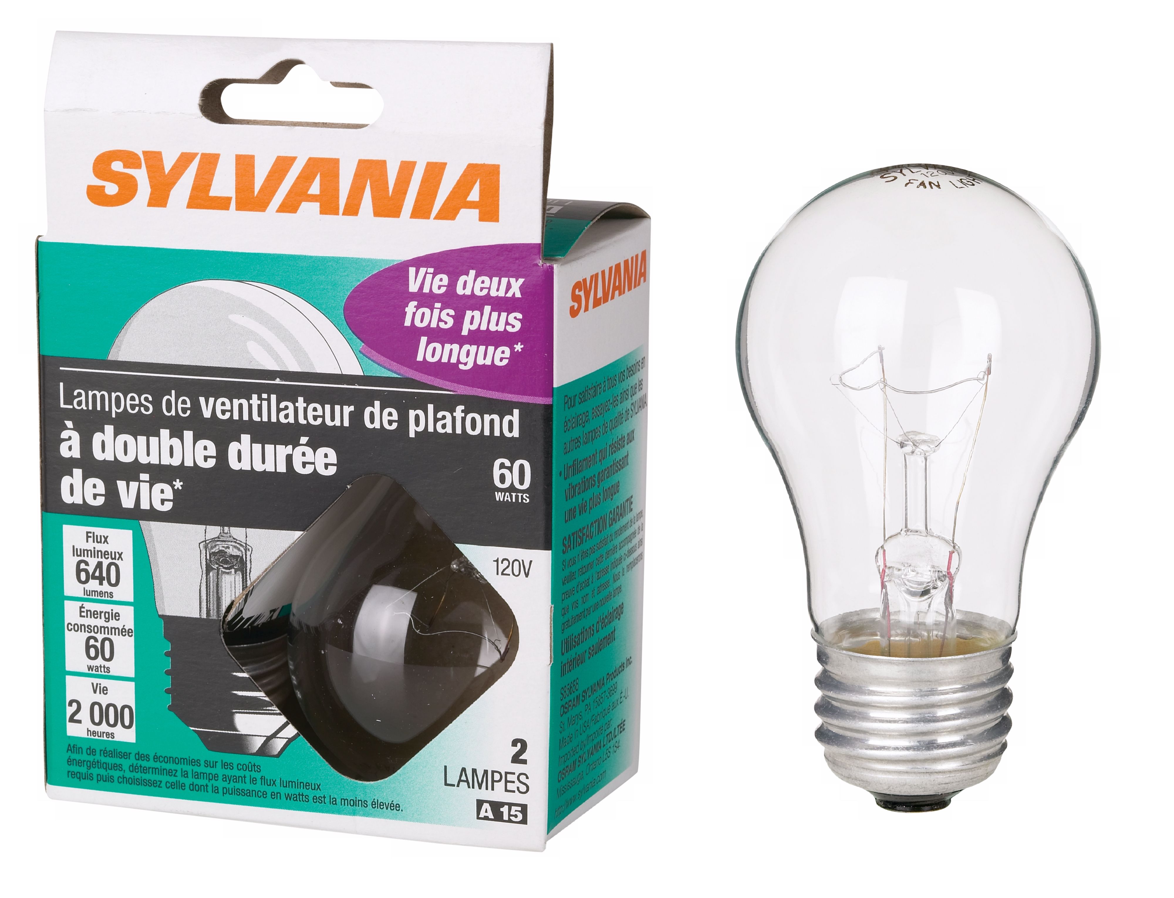 Sylvania Clear 60 Watt A15 Fan Light Bulbs