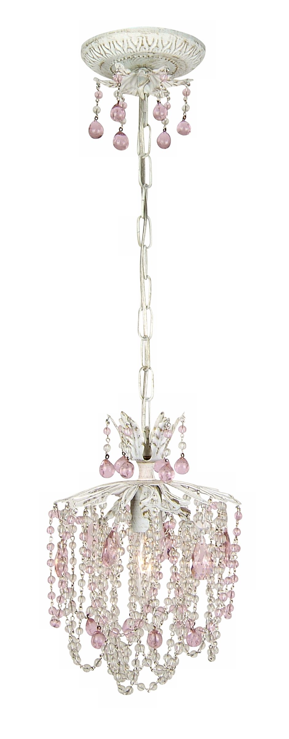 Petite Pink Drop Crystal Pendant Chandelier