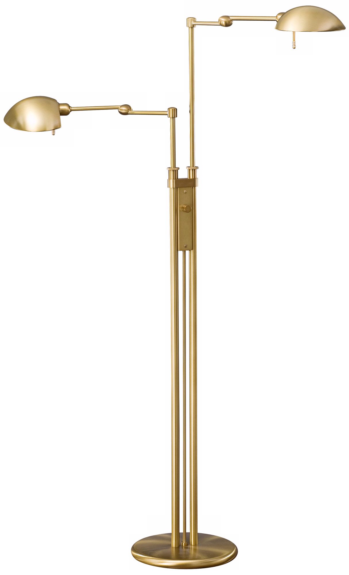Antique Brass Halogen Double Pharmacy Holtkoetter Floor Lamp