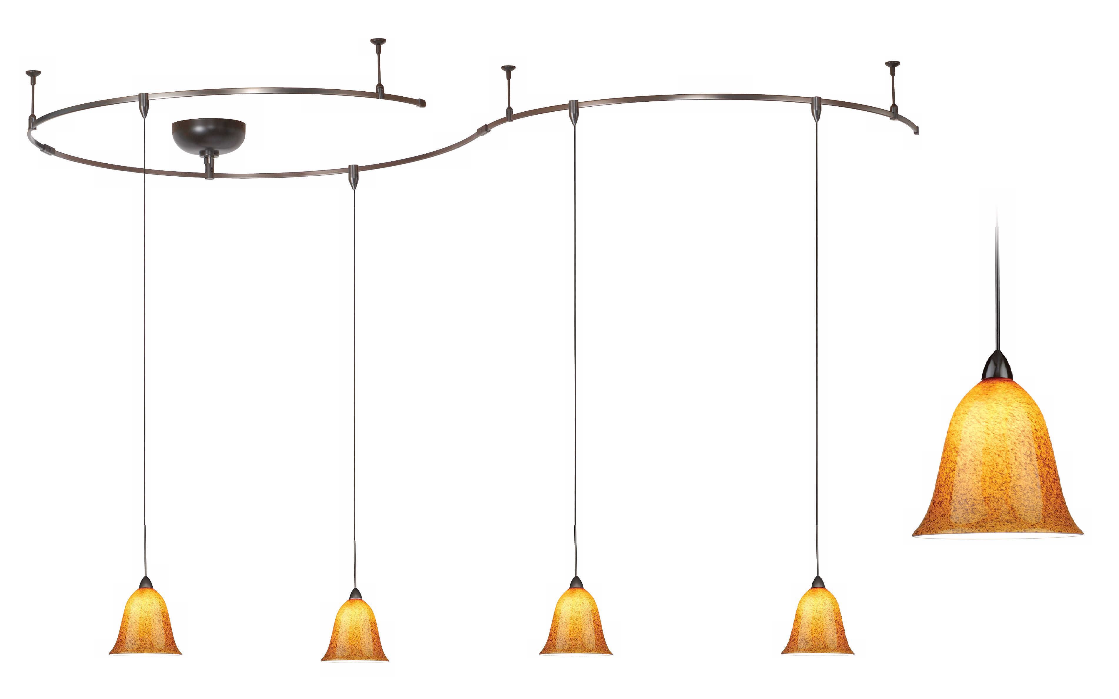 WAC Bronze 250 Watt Amber Glass 4-Light Rail Kit