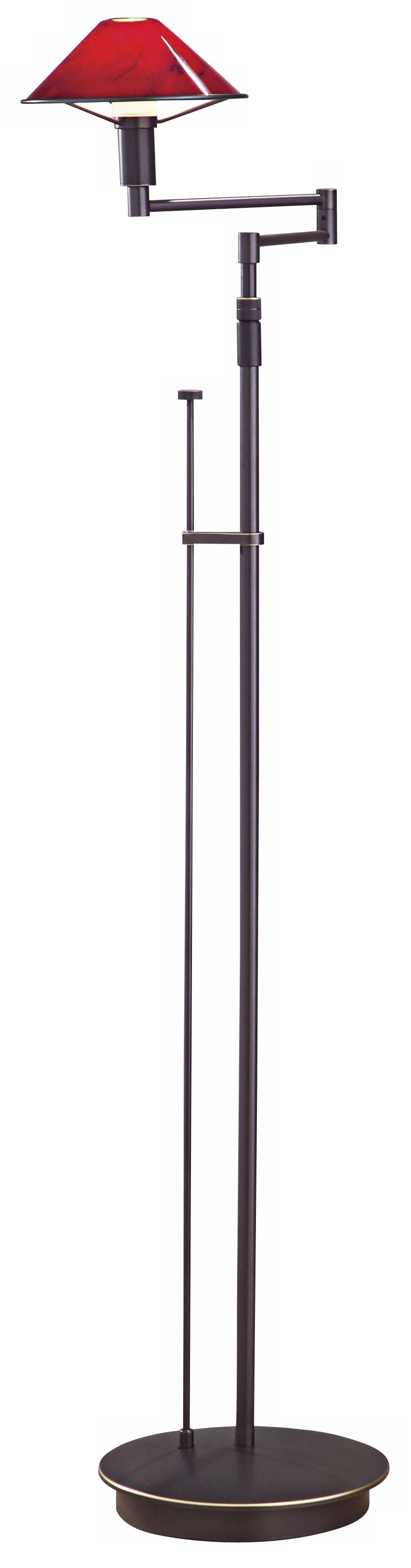 Holtkoetter Magna Red and Bronze Swing Arm Floor Lamp