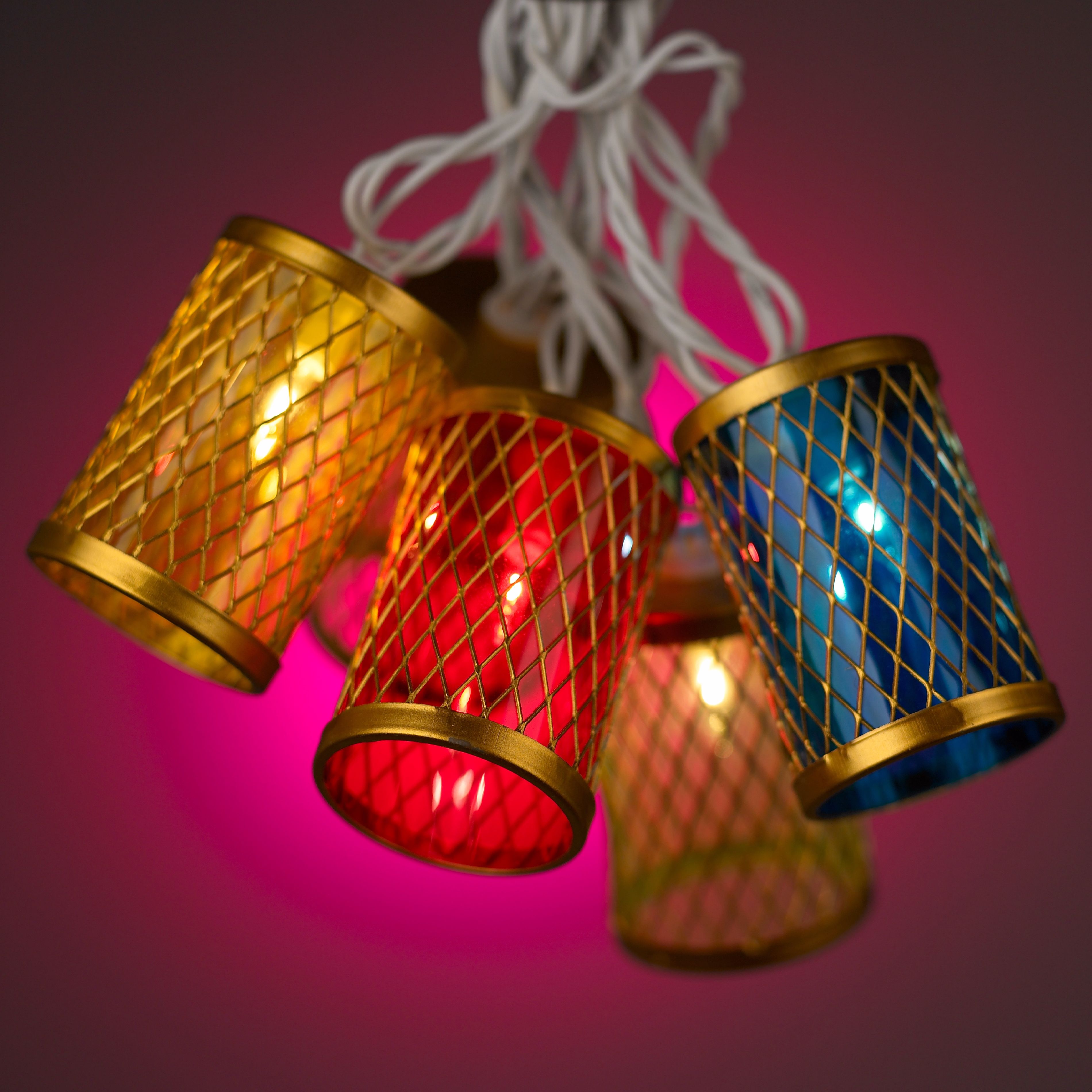 Multicolor 10-Light Barrel Lantern String Light Set
