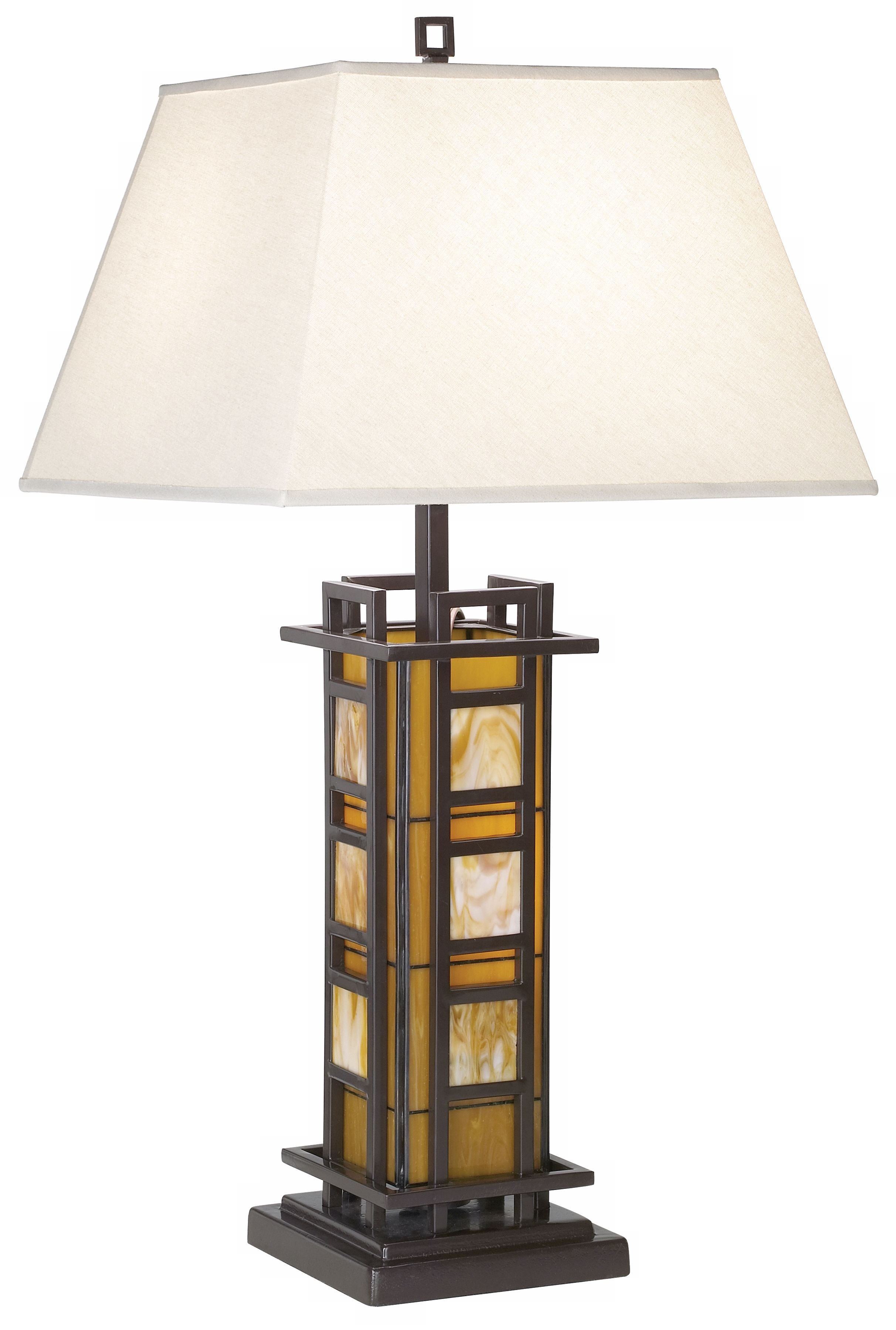 Arts & Crafts Amber Art Glass Night Light Table Lamp