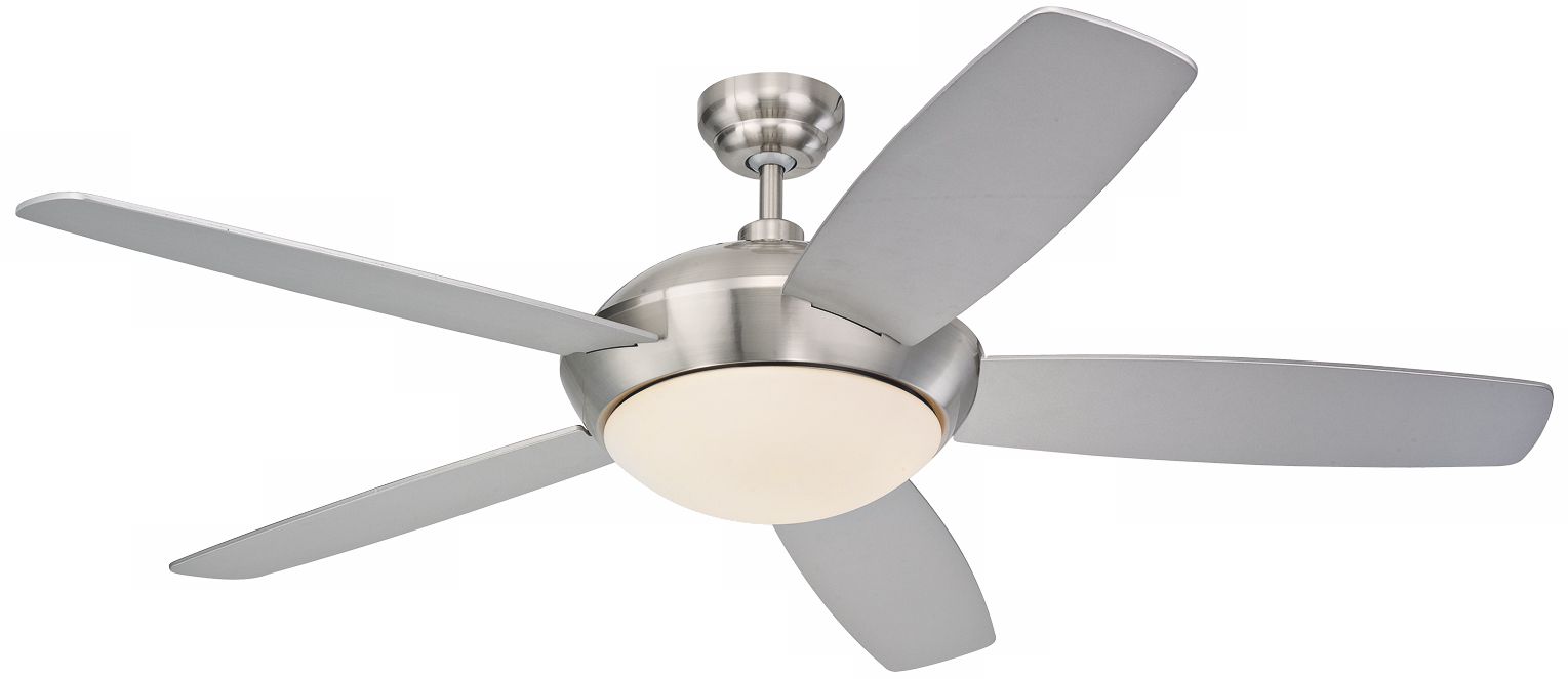 52" Monte Carlo Sleek Brushed Steel Ceiling Fan with Light