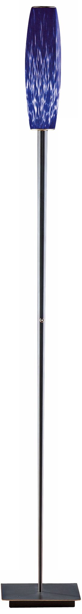 Holtkoetter Bronze Halogen Torchiere with Blue Glass Shade