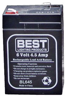Rechargeable 6 Volt 4.5 Amp-Hour Sealed Lead Acid Battery