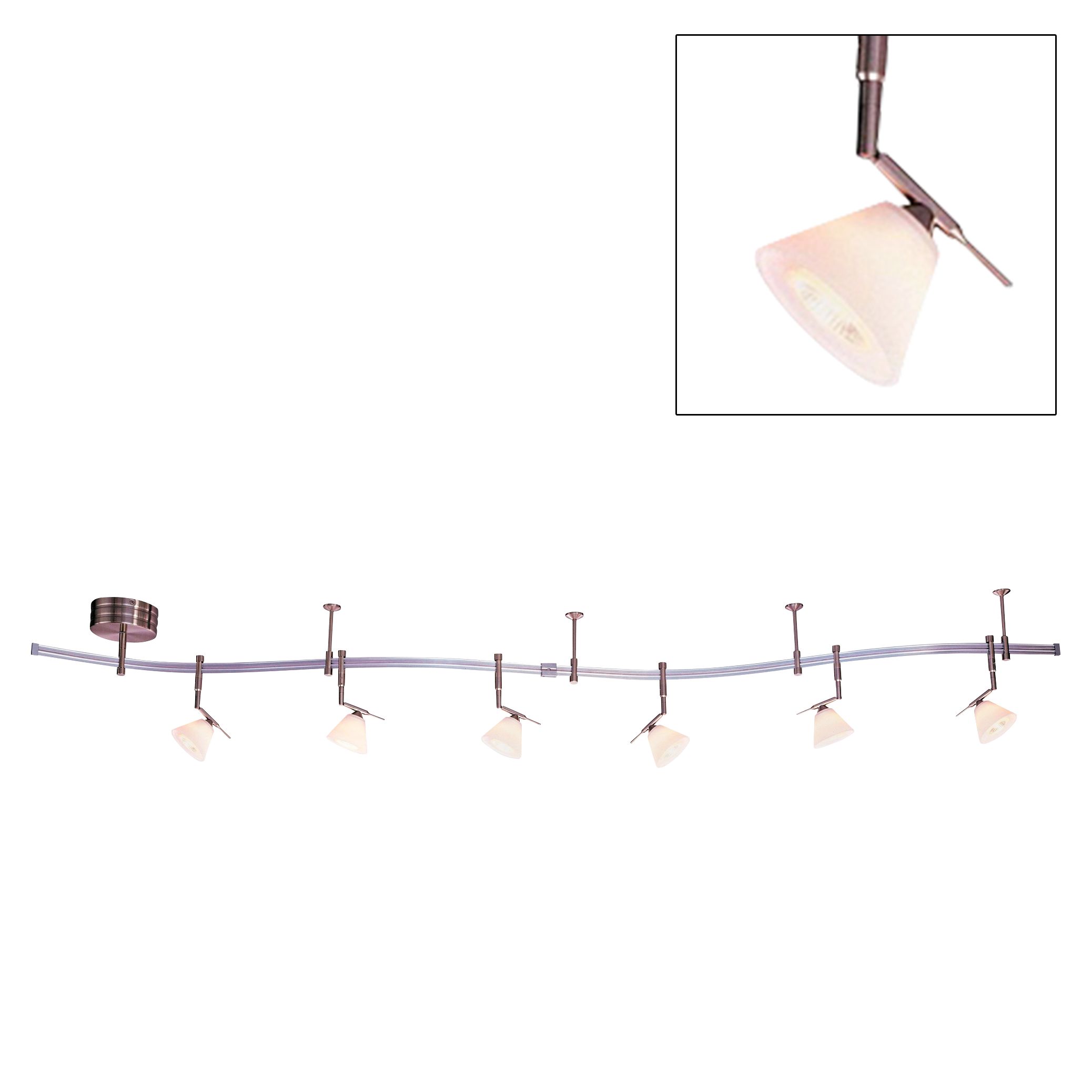 White Glass 6-Light Expandable Rail Track Lighting Kit