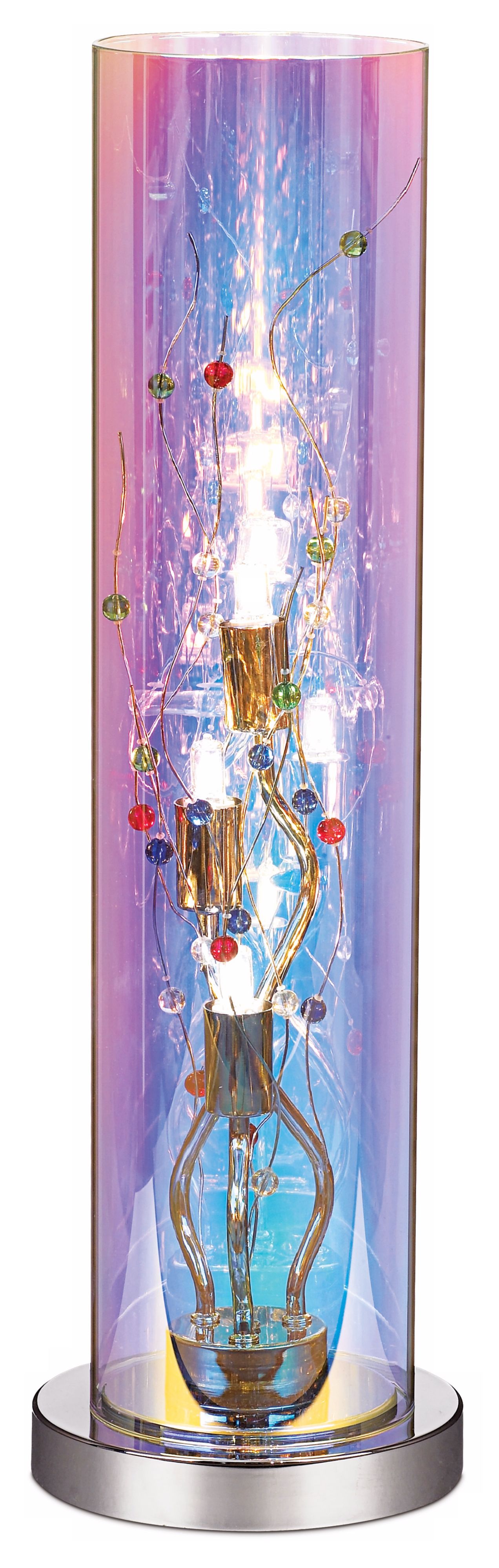 Iridescent Glass Halogen Cylinder Accent Lamp