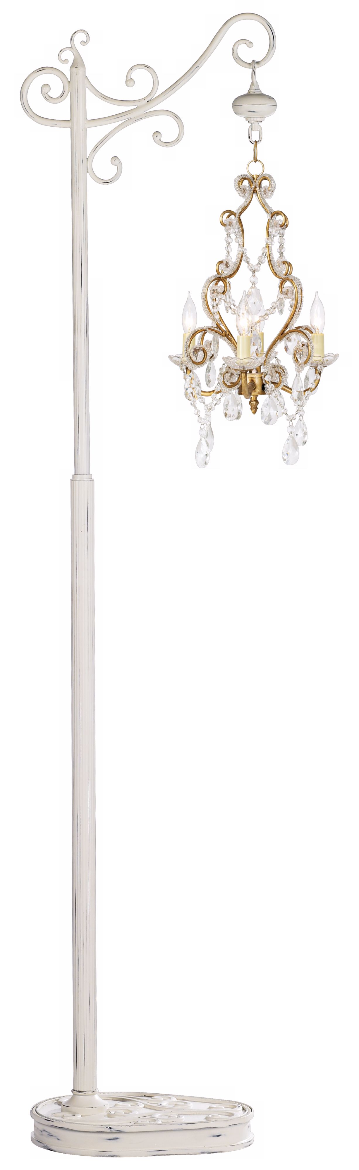 Antique Gold with Clear Beads Floor Stand Chandelier