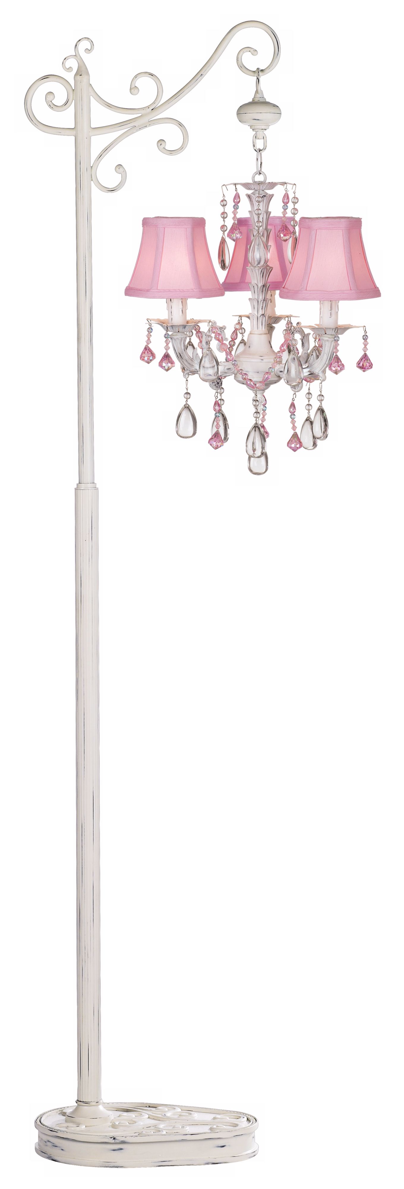 Pretty in Pink Three Light Floor Stand Chandelier