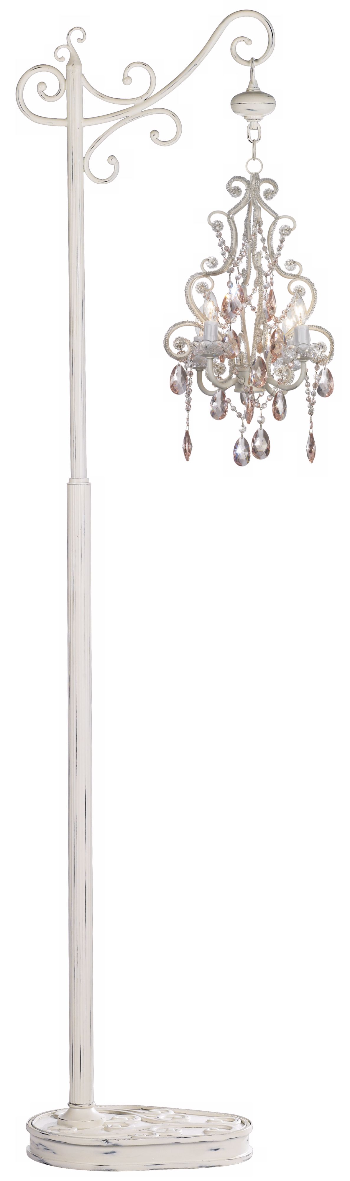 Leila Collection Pink and Clear Glass Floor Stand Chandelier