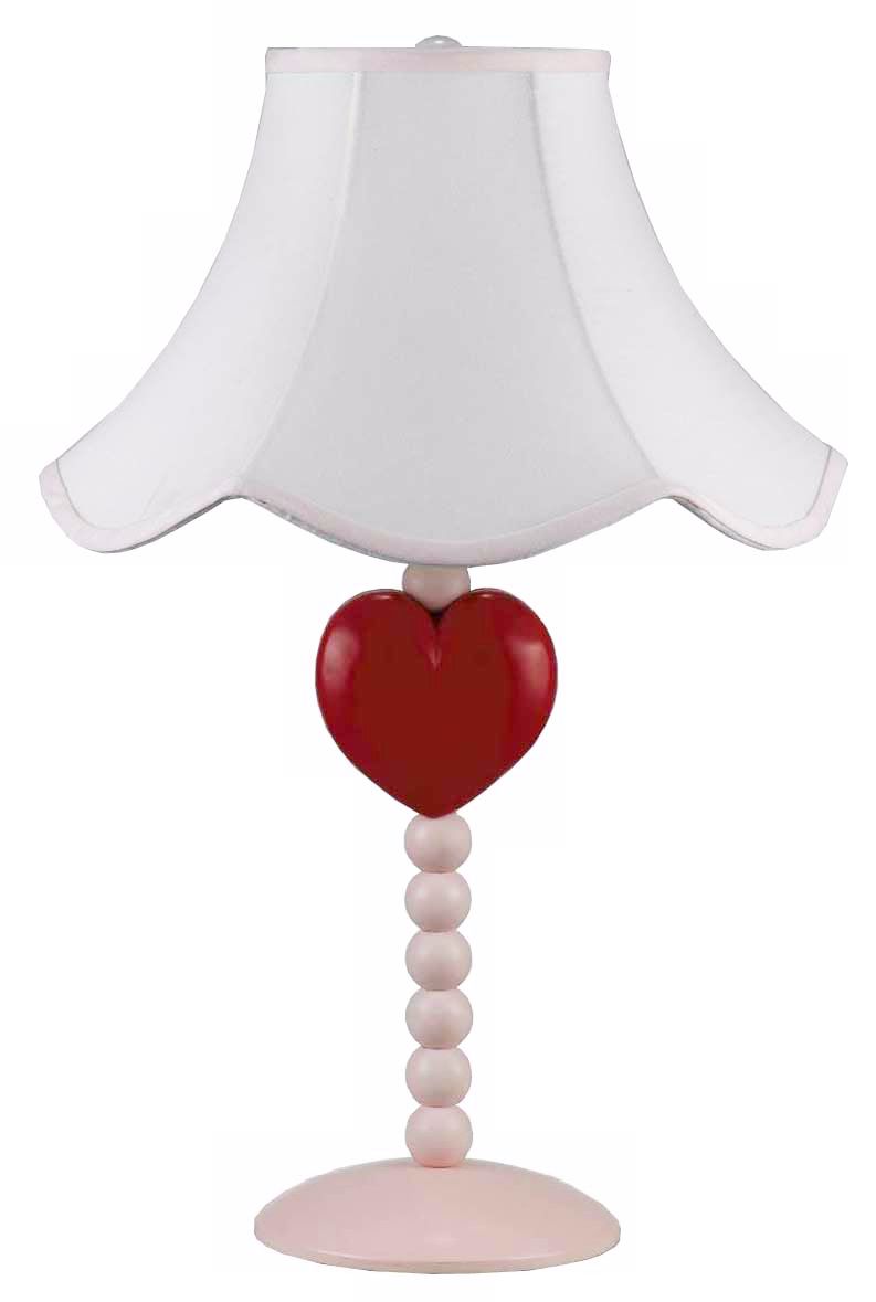 Sweet Love Pink Table Lamp with Red Heart