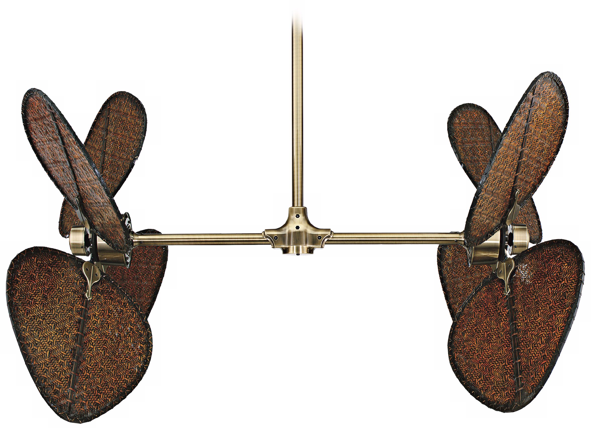 Fanimation Palisade Natural Antique Brass Double Ceiling Fan