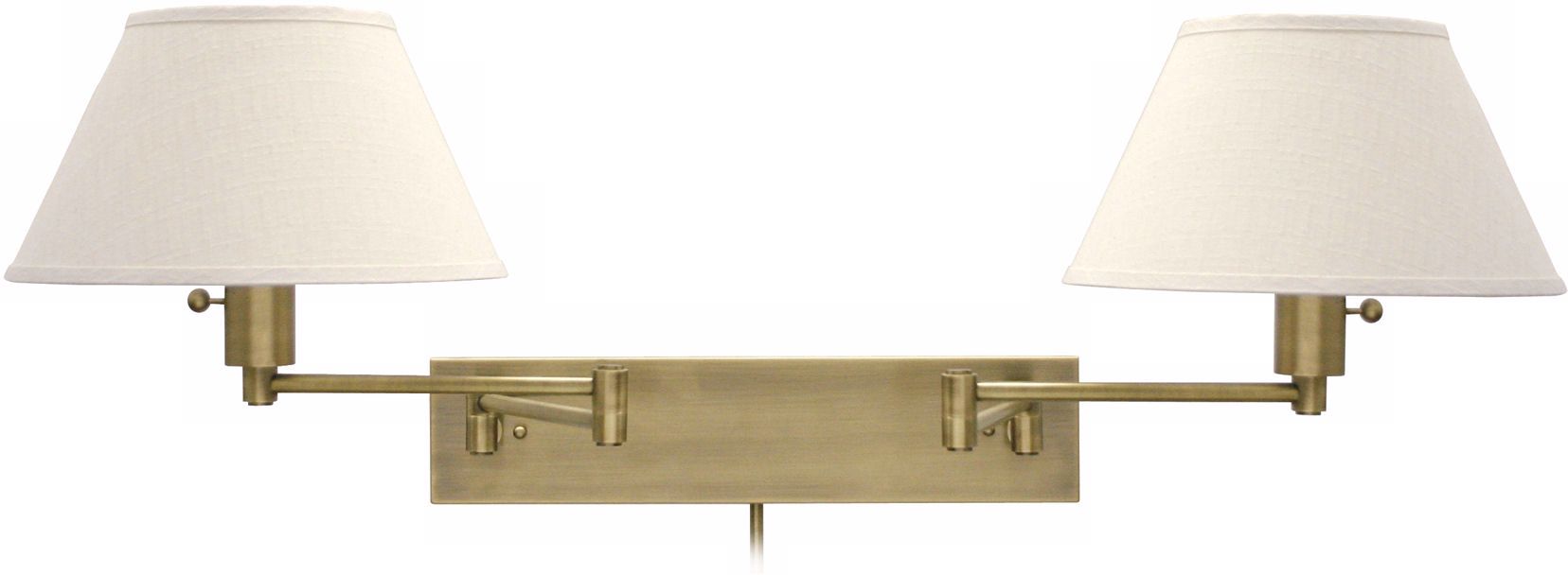 Mason Inn Brass Double Head Plug-In Swing Arm Wall Lamp