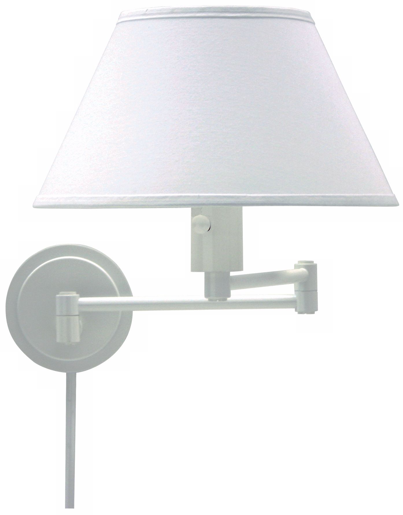 White Round Backplate Plug-In Swing Arm Wall Lamp