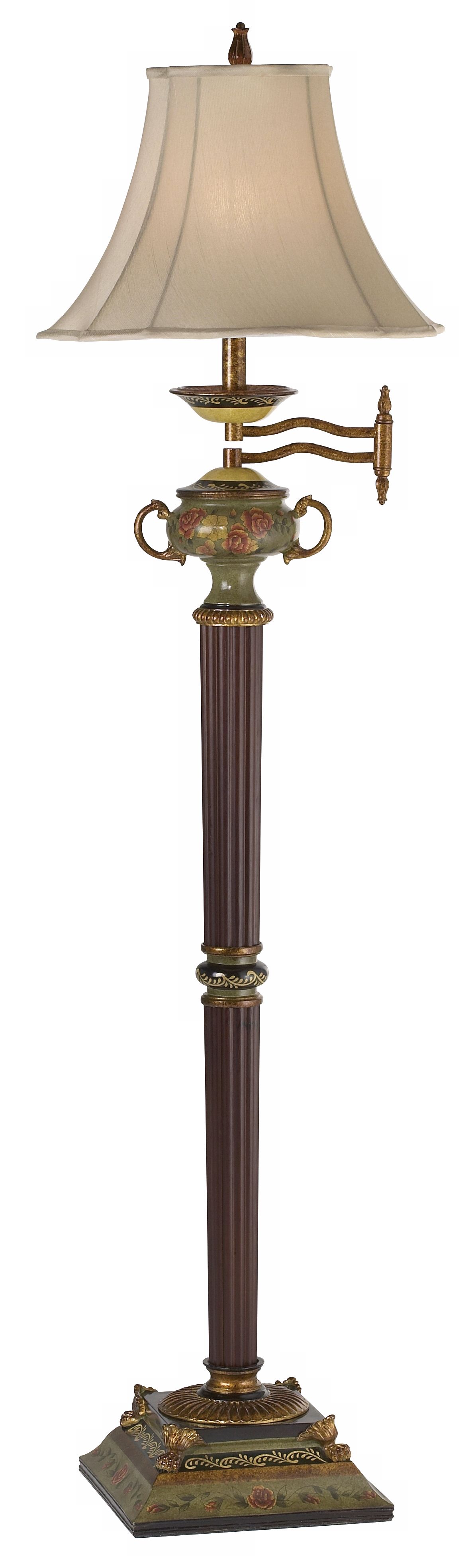 Mahogany Swing Arm Floor Lamp