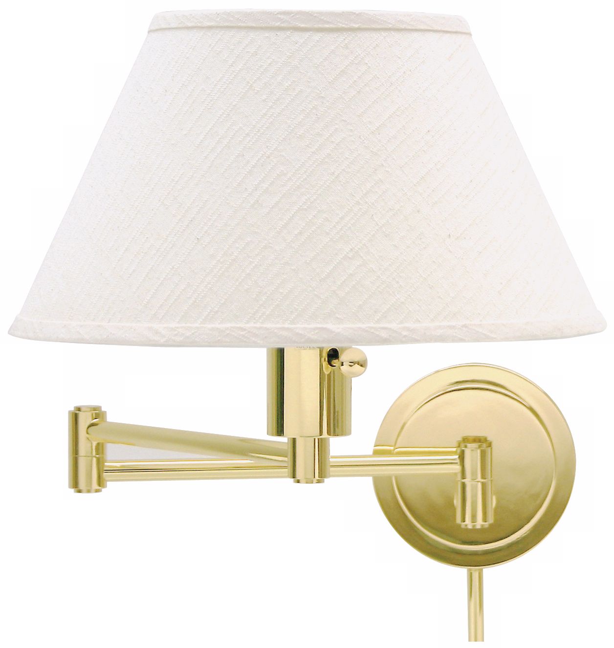 Brass Round Backplate Plug-In Swing Arm Wall Lamp