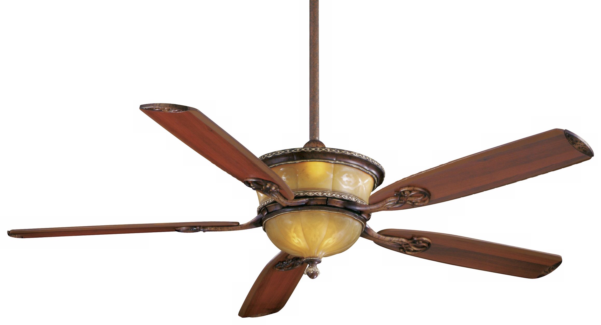 60" Santa Lucia Cognac Fluted Glass Ceiling Fan