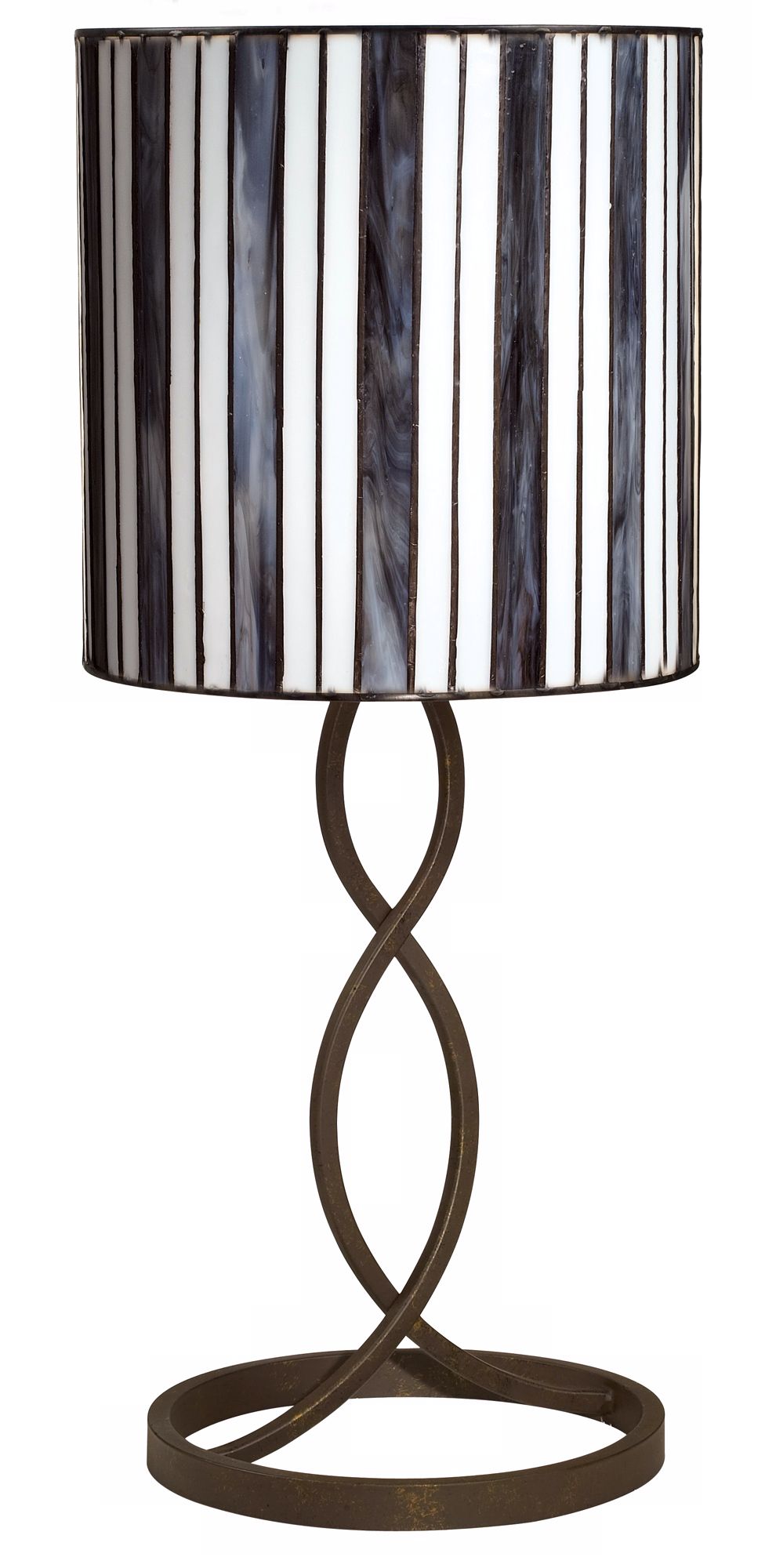 Striped Art Glass Swirled Iron Table Lamp