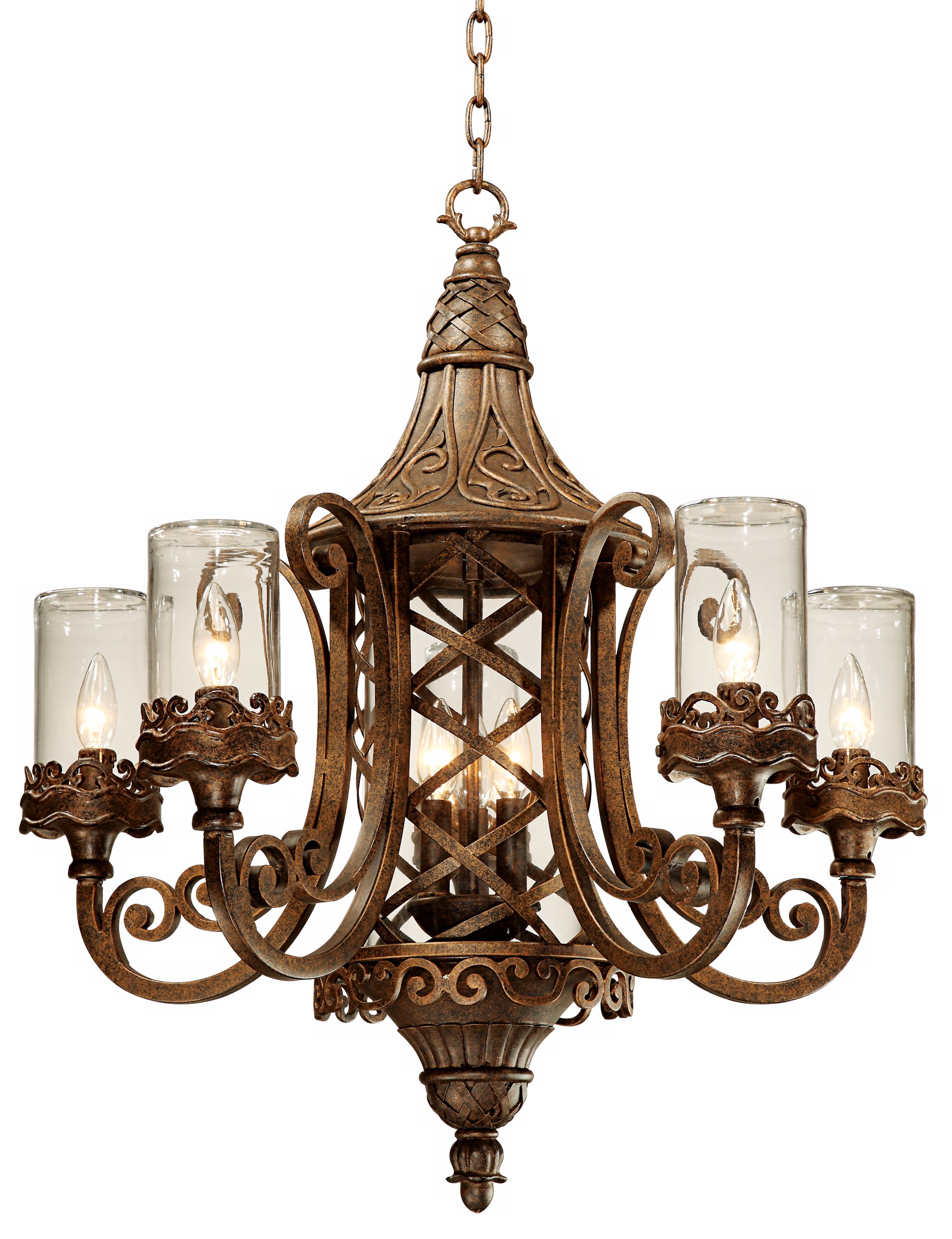 Traditional Bronze Finish 8-Light Outdoor Chandelier