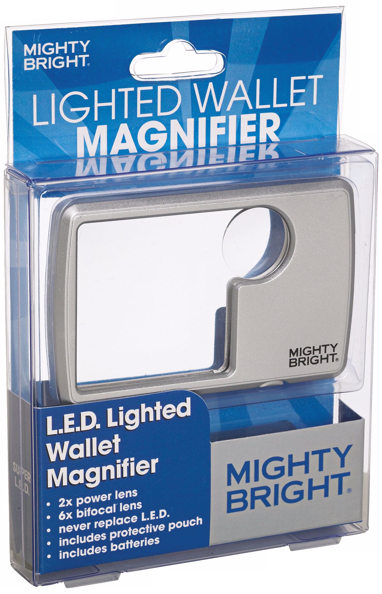 Mighty Bright LED Silver Wallet Magnifier