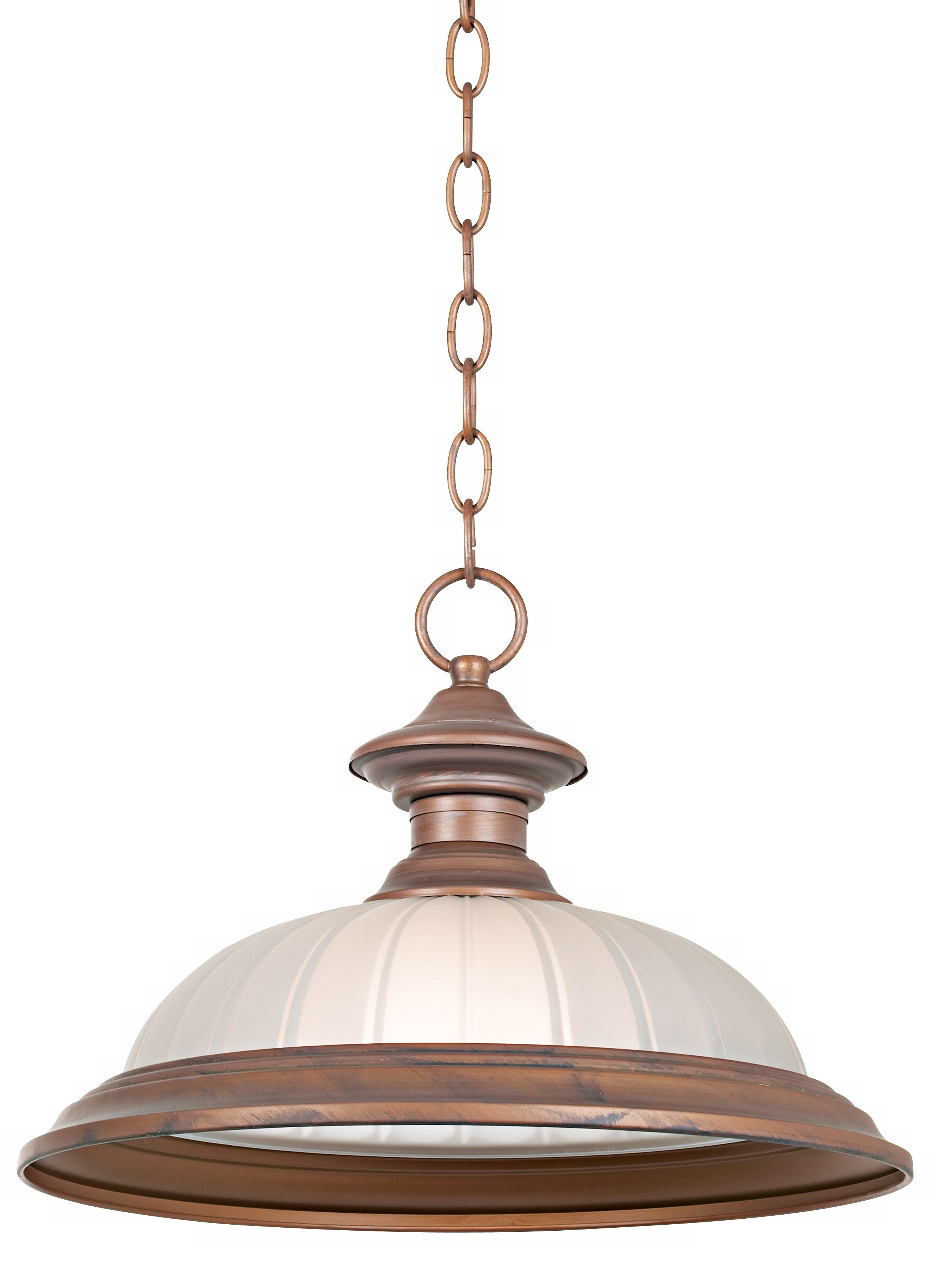 Melon Glass Dark Bronze finish 15" Wide Pendant