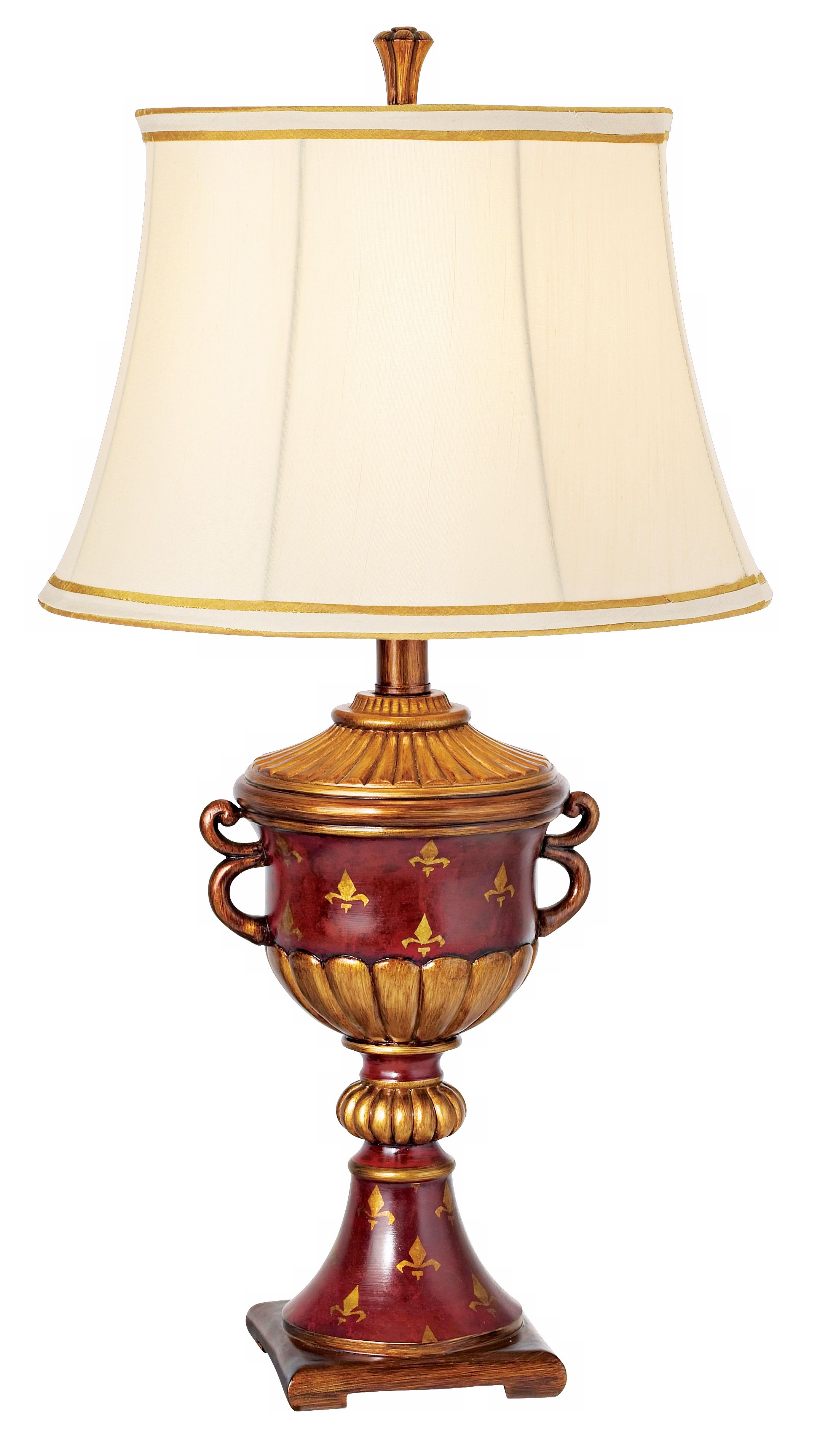 Red and Gold Fleur-de-Lis Urn Table Lamp