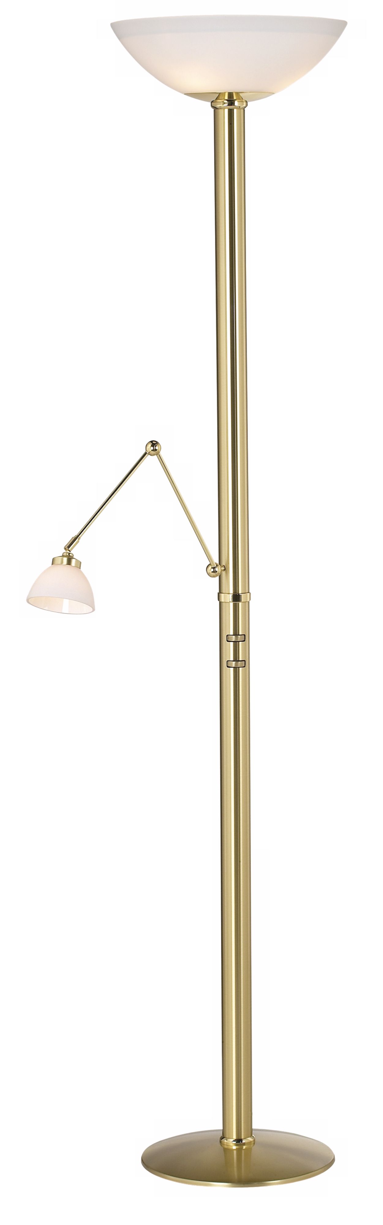 Holtkoetter Torchiere with Side Arm Light in Brass