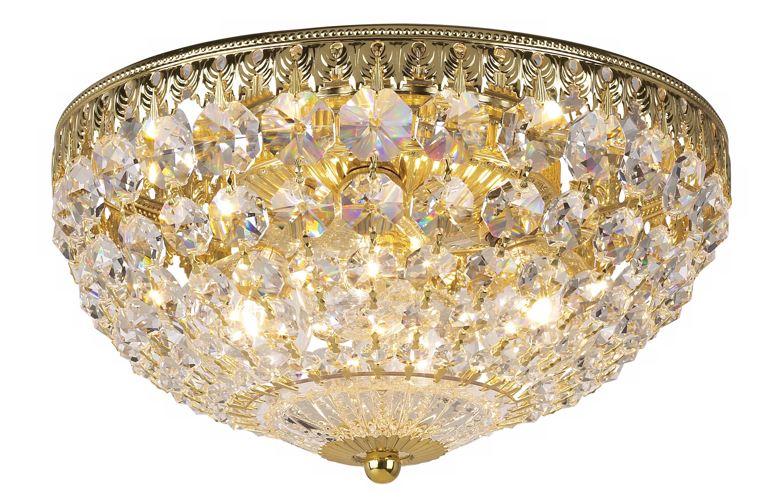 Schonbek 10" Wide Gold Crystal Flushmount