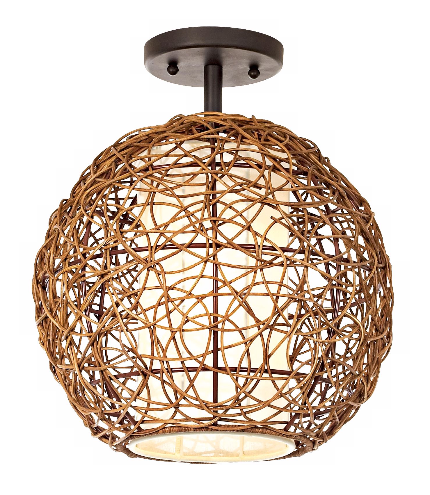 Organic Contemporary Rattan Ceiling Fixture