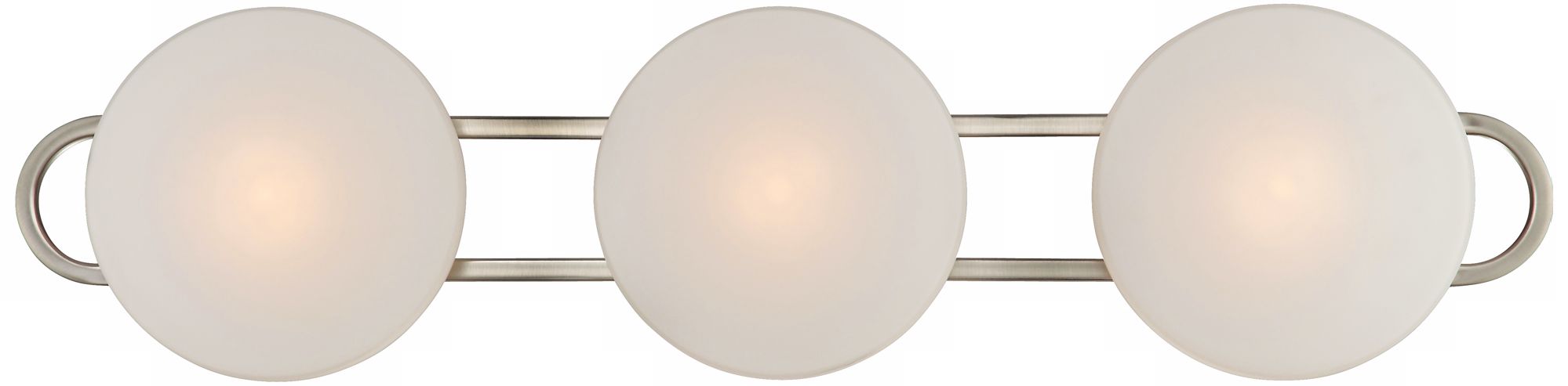 Brushed Steel Finish Opal Disc 3-Light Bath Wall Fixture