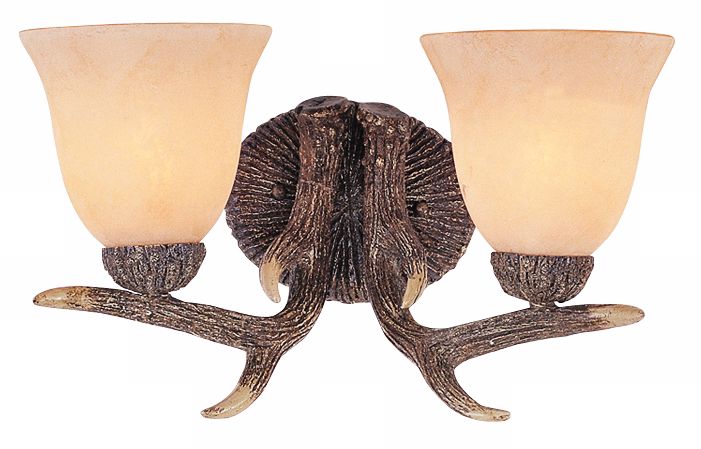 Replica Deer Antler Two-Light 15 1/2" Wide Wall Sconce