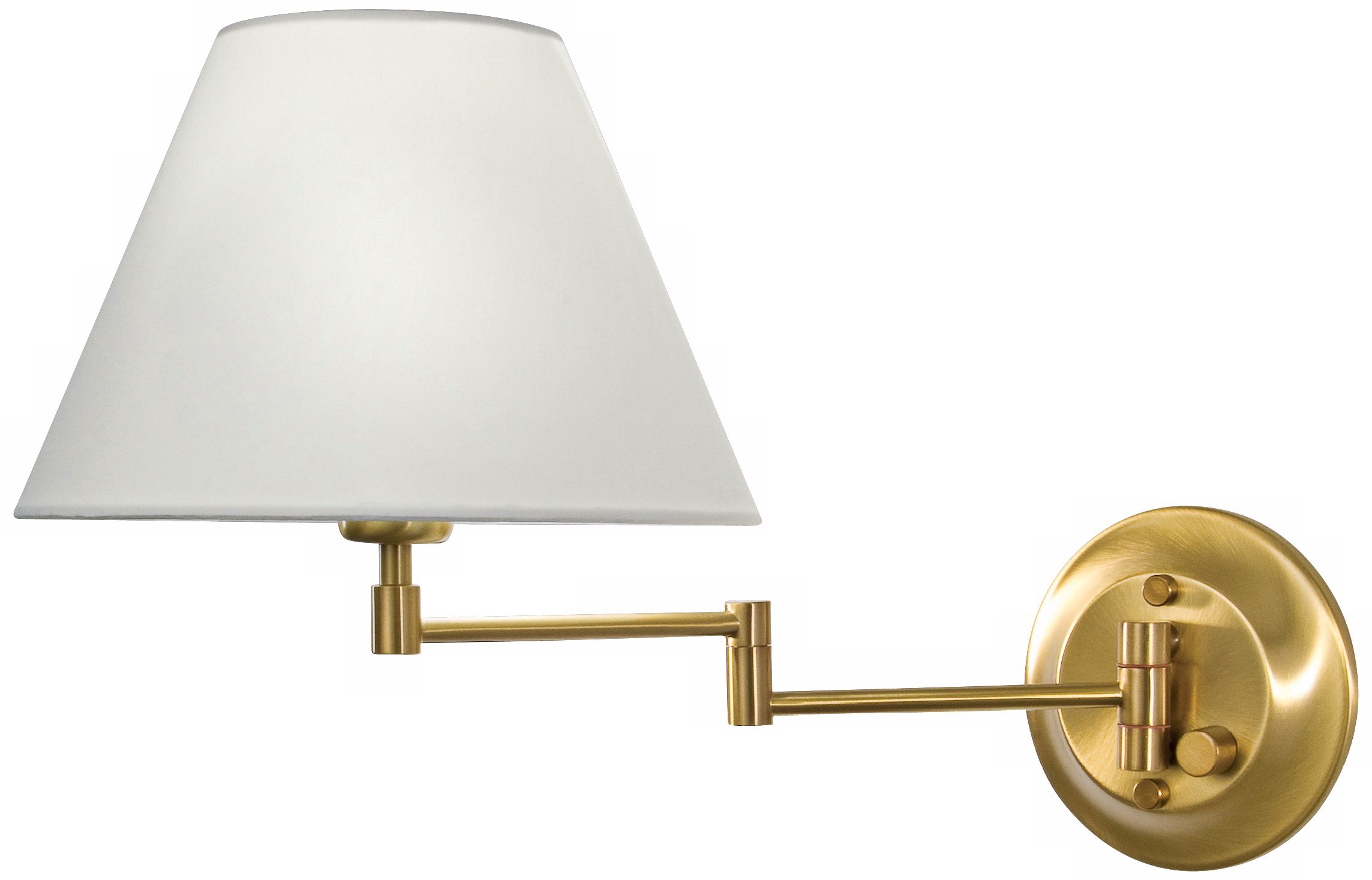Antique Brass Finish White Shade Swing Arm Wall Light