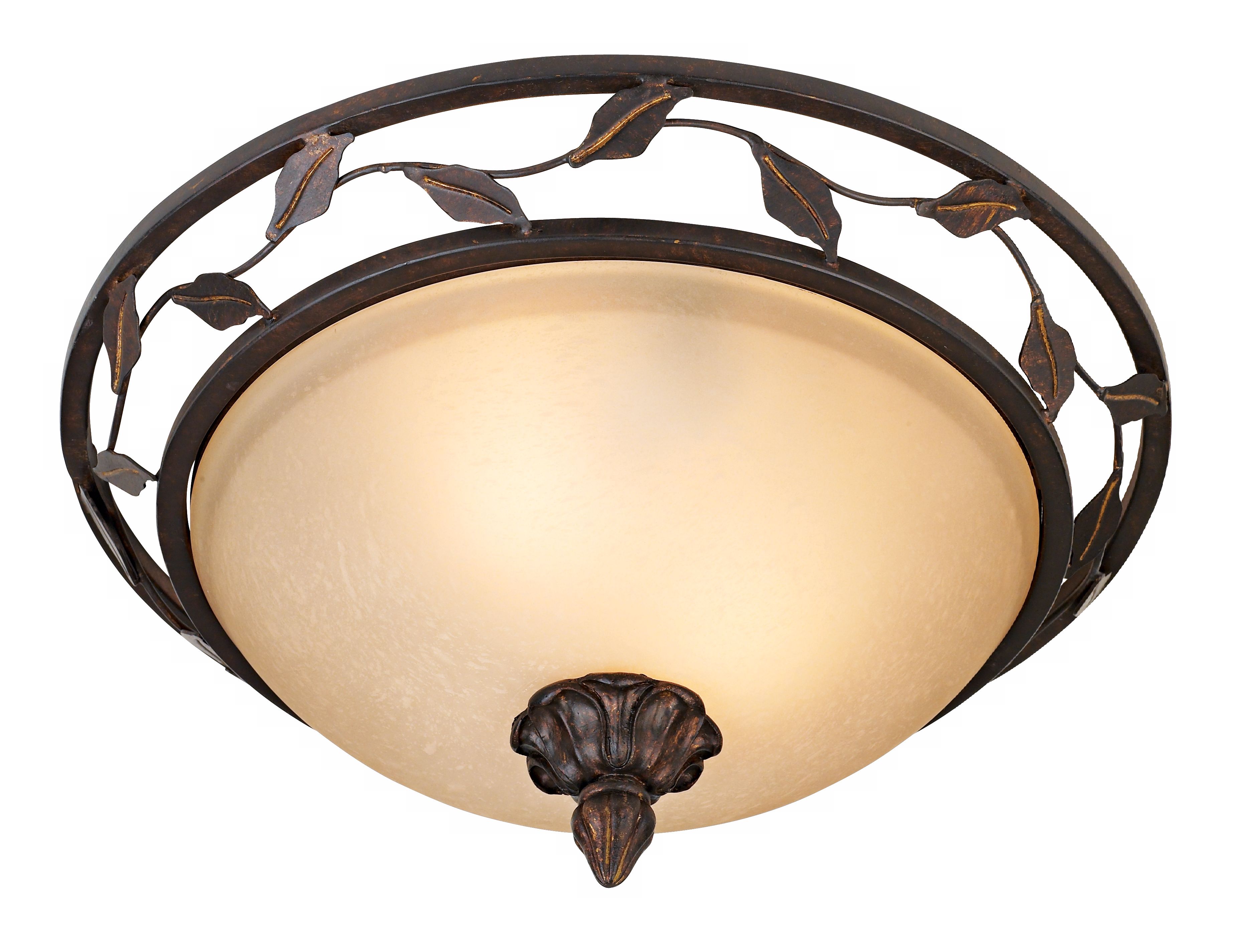 Bronze Finish 14" Wide Leaf and Vine Ceiling Light Fixture