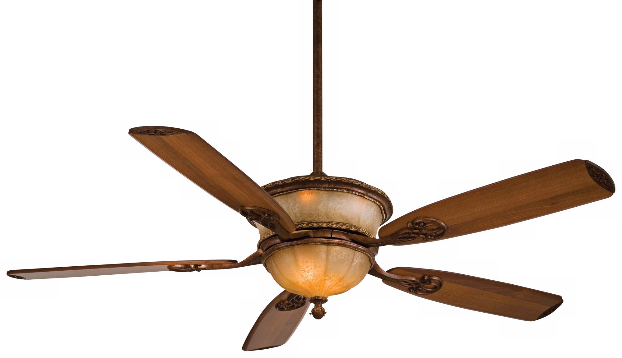 60" Minka Aire Santa Lucia Silver Patina Glass Ceiling Fan