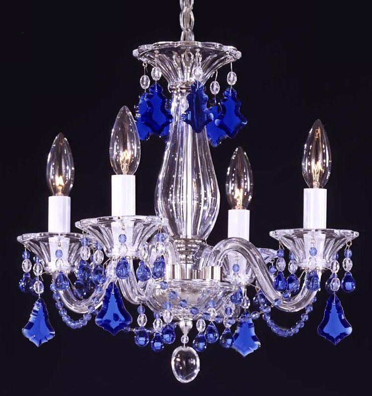 Schonbek Minuet 4 Light Sapphire Crystal Mini Chandelier