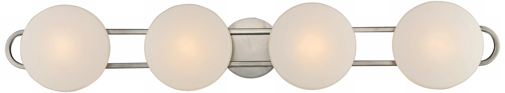 Brushed Steel Finish Opal Disc 4-Light Bath Wall Fixture