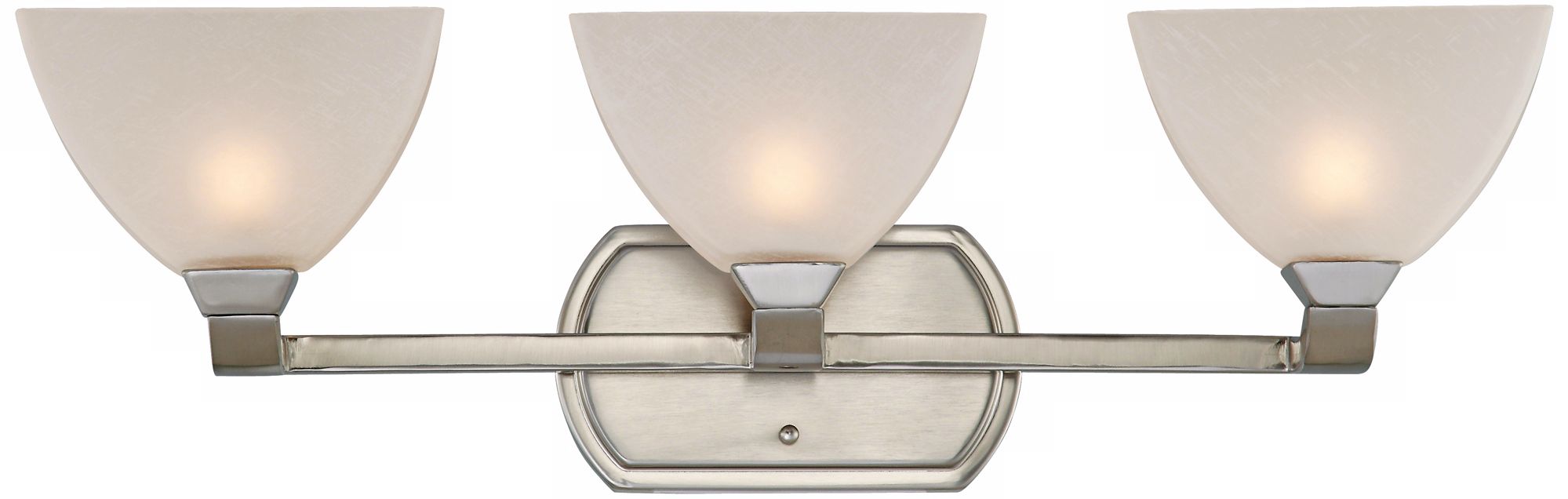 Brushed Steel White Linen Glass 3-Light Bath Wall Fixture