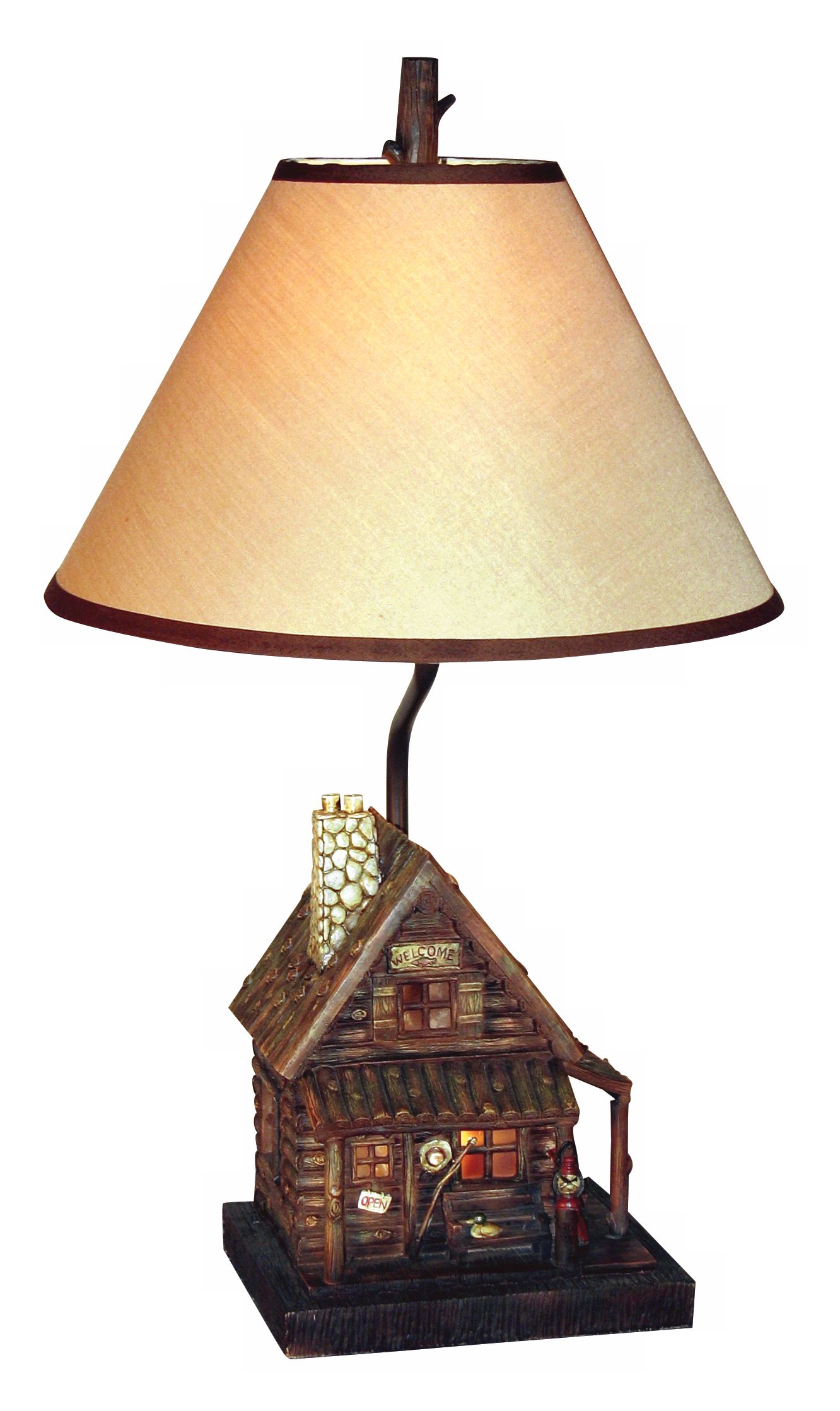 Log Cabin Night Light Table Lamp