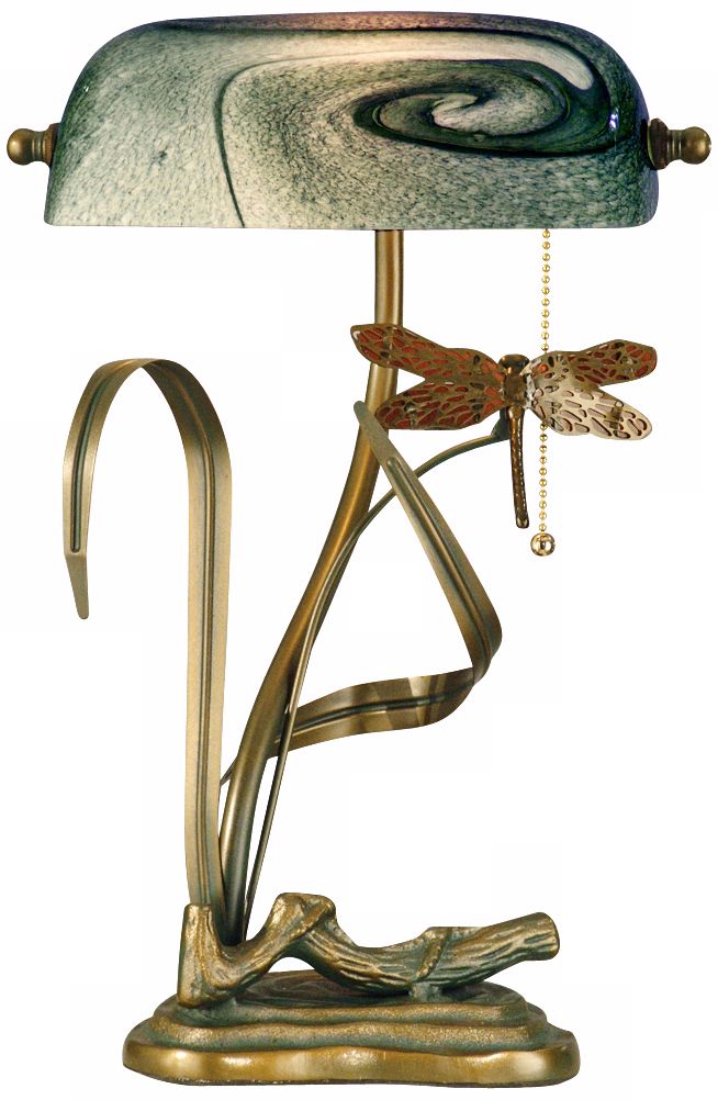 Dale Tiffany Favrile Green Banker's Lamp