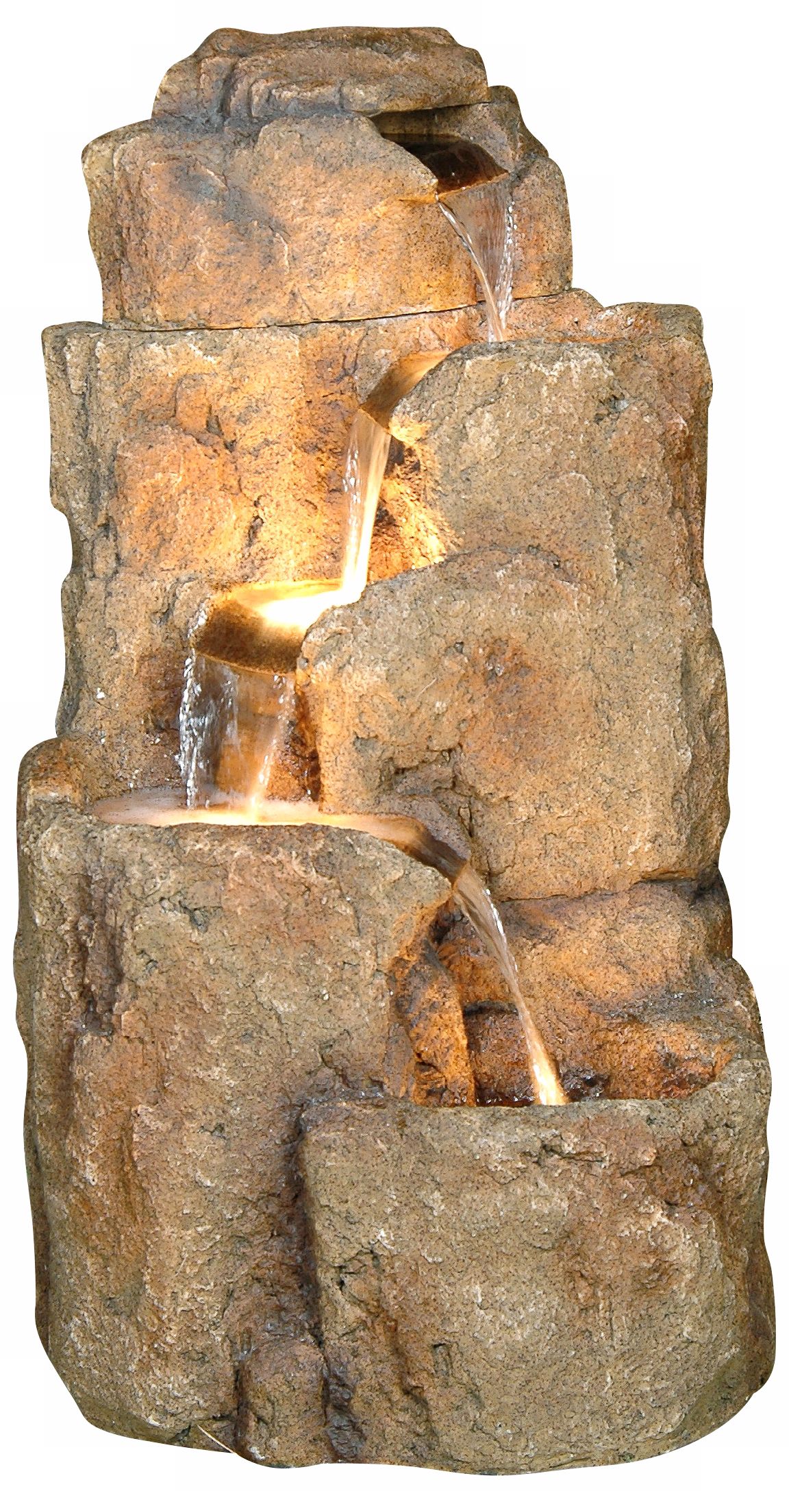 Four Level Natural Rock Finish Fiberglass Rock Pond