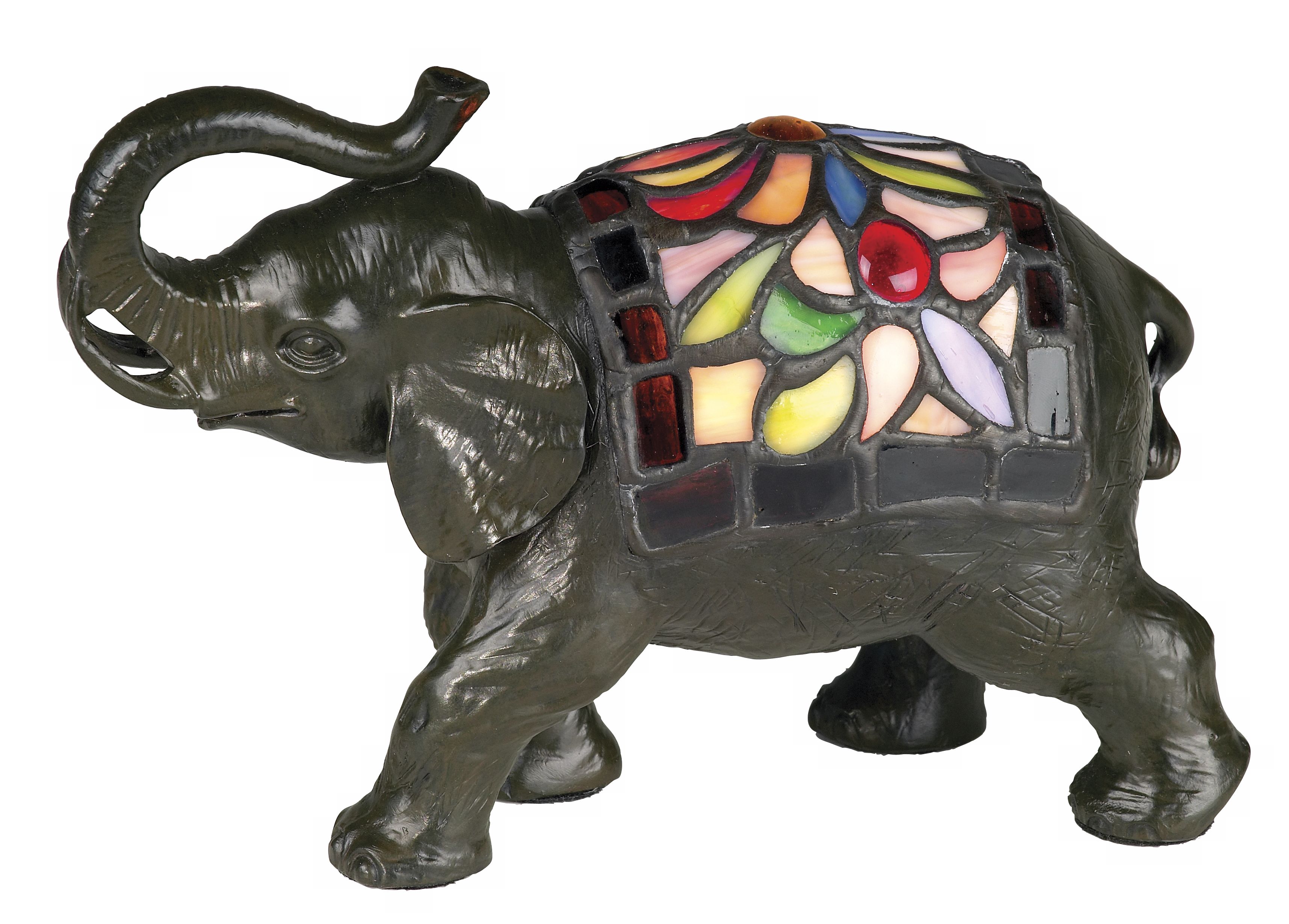 Jeweled Tiffany Style Elephant Accent Lamp