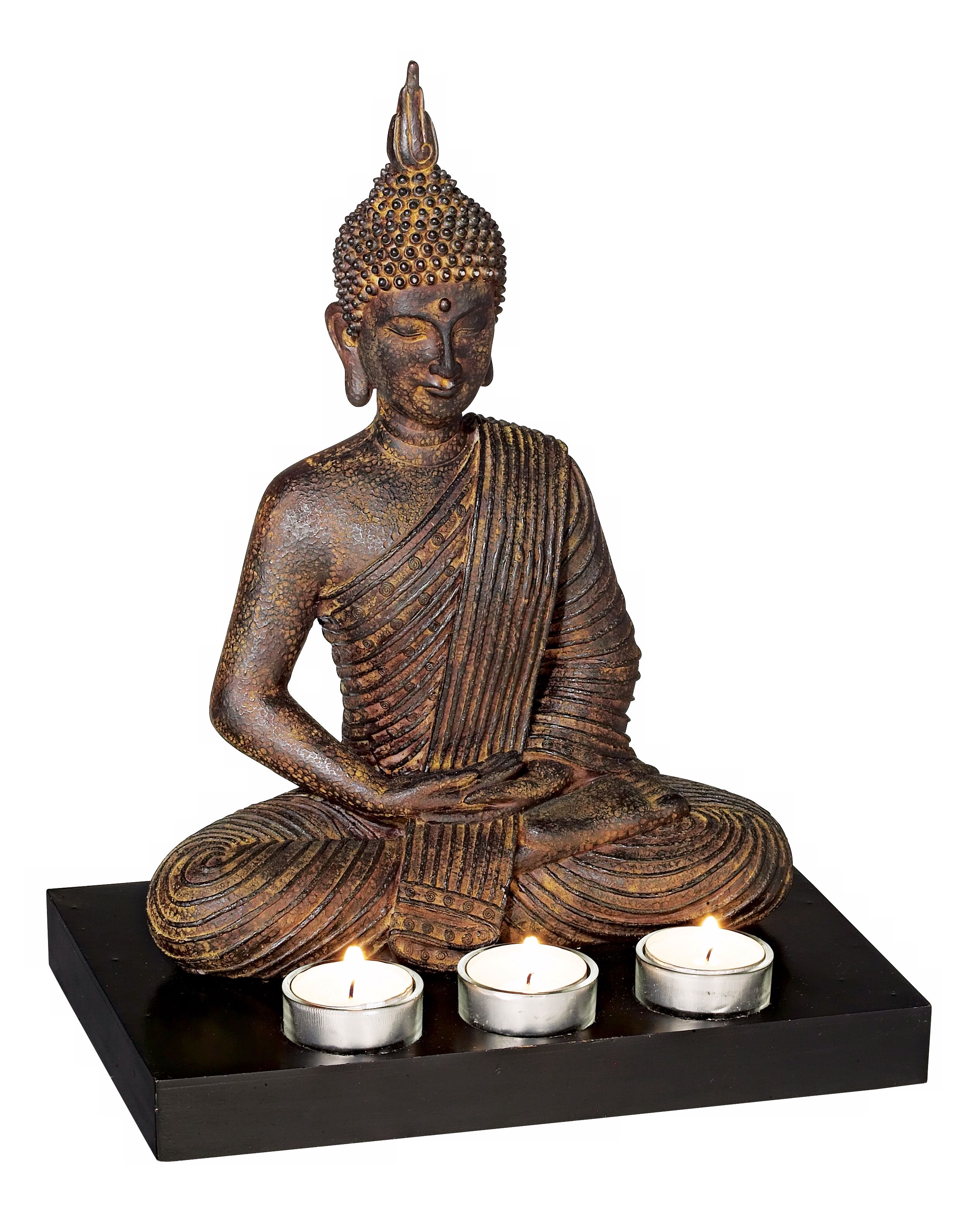 Sitting Buddha 3-Candle Tealight Holder