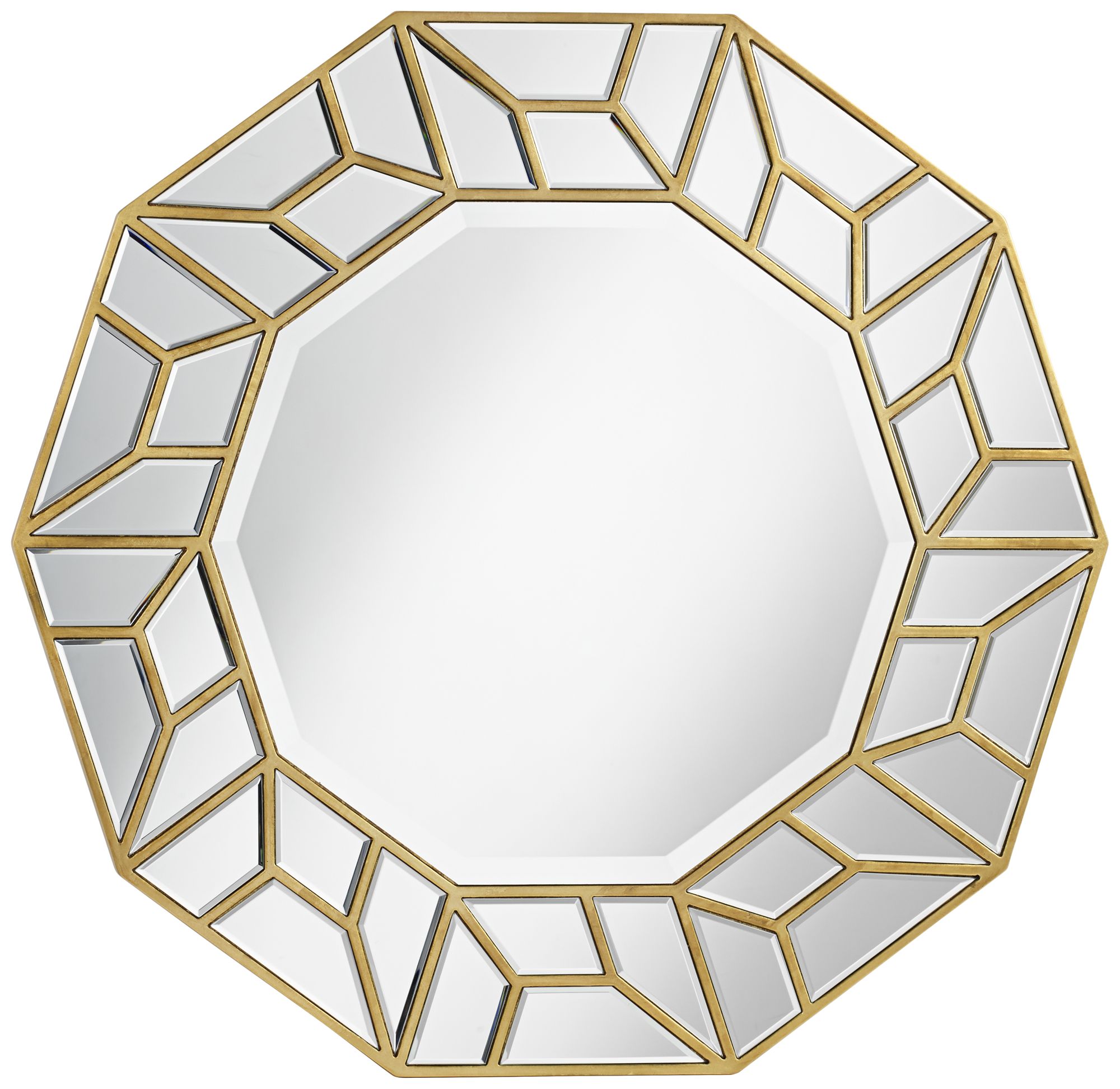 Jenison Faceted 34" x 34" Gold Wall Mirror